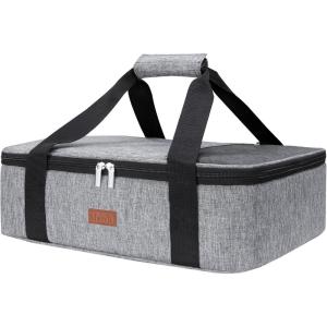 Lifewit Insulated Single Decker Casserole Carrier for Hot or Cold Food, Casserole Dish Carrying Case, Lasagna Holder for Potluck Parties, Picnic and Cookouts, Fits 9″x13″ Baking Dish, Grey(Grey)