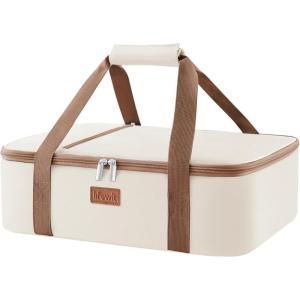 Lifewit Insulated Single Decker Casserole Carrier for Hot or Cold Food, Casserole Dish Carrying Case, Lasagna Holder for Potluck Parties, Picnic and Cookouts, Fits 9″x13″ Baking Dish, Grey(Beige)