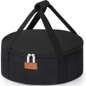 Lifewit Insulated Single Decker Round Casserole Carrier, Portable Pie Carrier Bag for Hot or Cold Food, Fits 12.5″ Baking Dish, Thermal Lunch Tote for Potluck Parties, Picnic and Cookouts, Grey(Black)