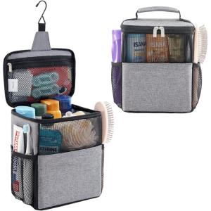 Lifewit Mesh Shower Caddy Bag Portable for College Dorm Room Essentials, Hanging Organizer Basket, Quick Dry Tote Bag for Camping, Bathroom, Beach, Travel, Medium, Black(Grey)