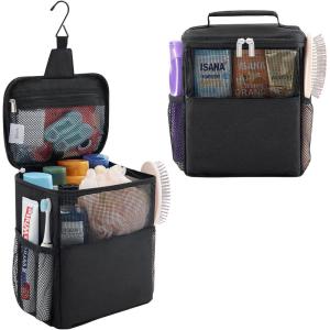 Lifewit Mesh Shower Caddy Bag Portable for College Dorm Room Essentials, Hanging Organizer Basket, Quick Dry Tote Bag for Camping, Bathroom, Beach, Travel, Medium, Black(Black)