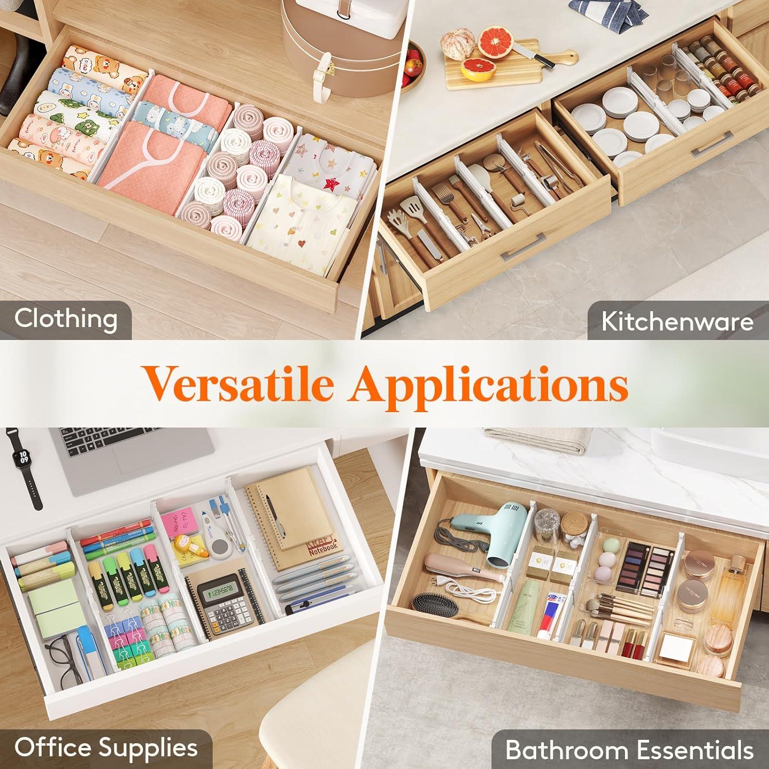 image:imageLifewit 5 Tall 5 Pack Deep Drawer Dividers 30 47cm115185 Expandable Drawer Divider for Clothes White Dresser Drawer Storage Organizers Clothing Drawers Separators for Dresser Kitchen Bedroom8