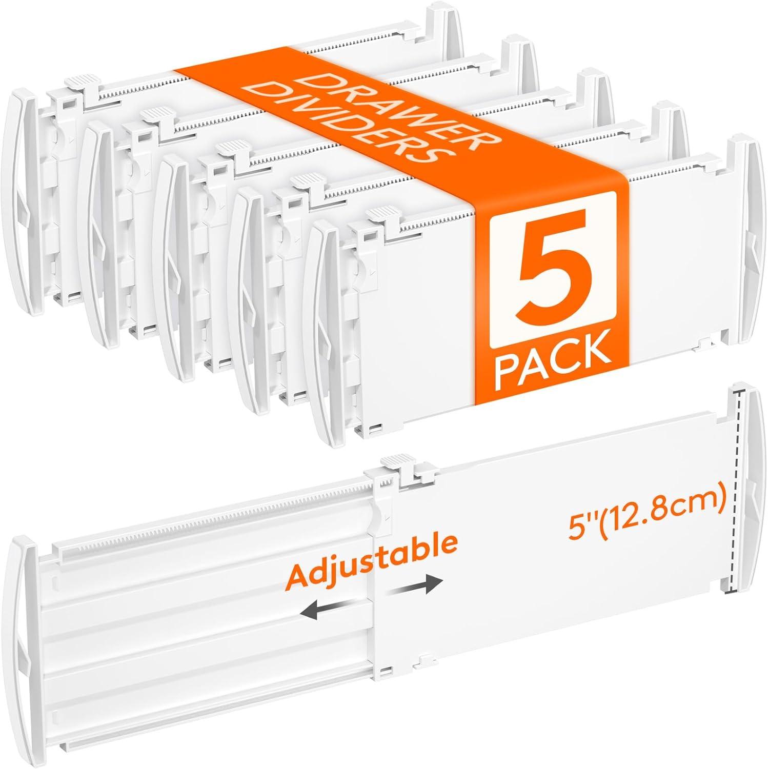 image:imageLifewit 5 Tall 5 Pack Deep Drawer Dividers 30 47cm115185 Expandable Drawer Divider for Clothes White Dresser Drawer Storage Organizers Clothing Drawers Separators for Dresser Kitchen Bedroom5