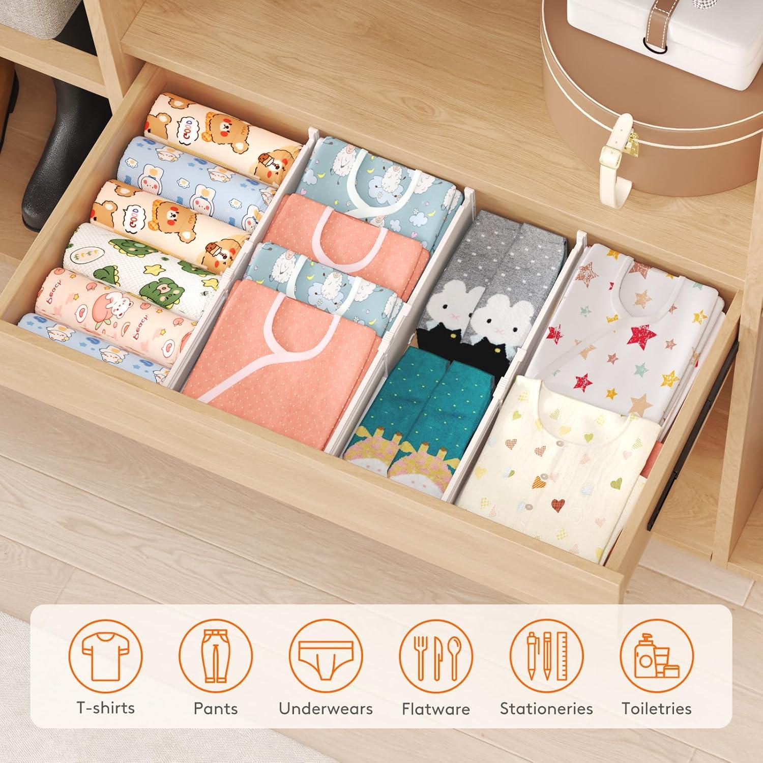 image:imageLifewit 5 Tall 5 Pack Deep Drawer Dividers 30 47cm115185 Expandable Drawer Divider for Clothes White Dresser Drawer Storage Organizers Clothing Drawers Separators for Dresser Kitchen Bedroom9