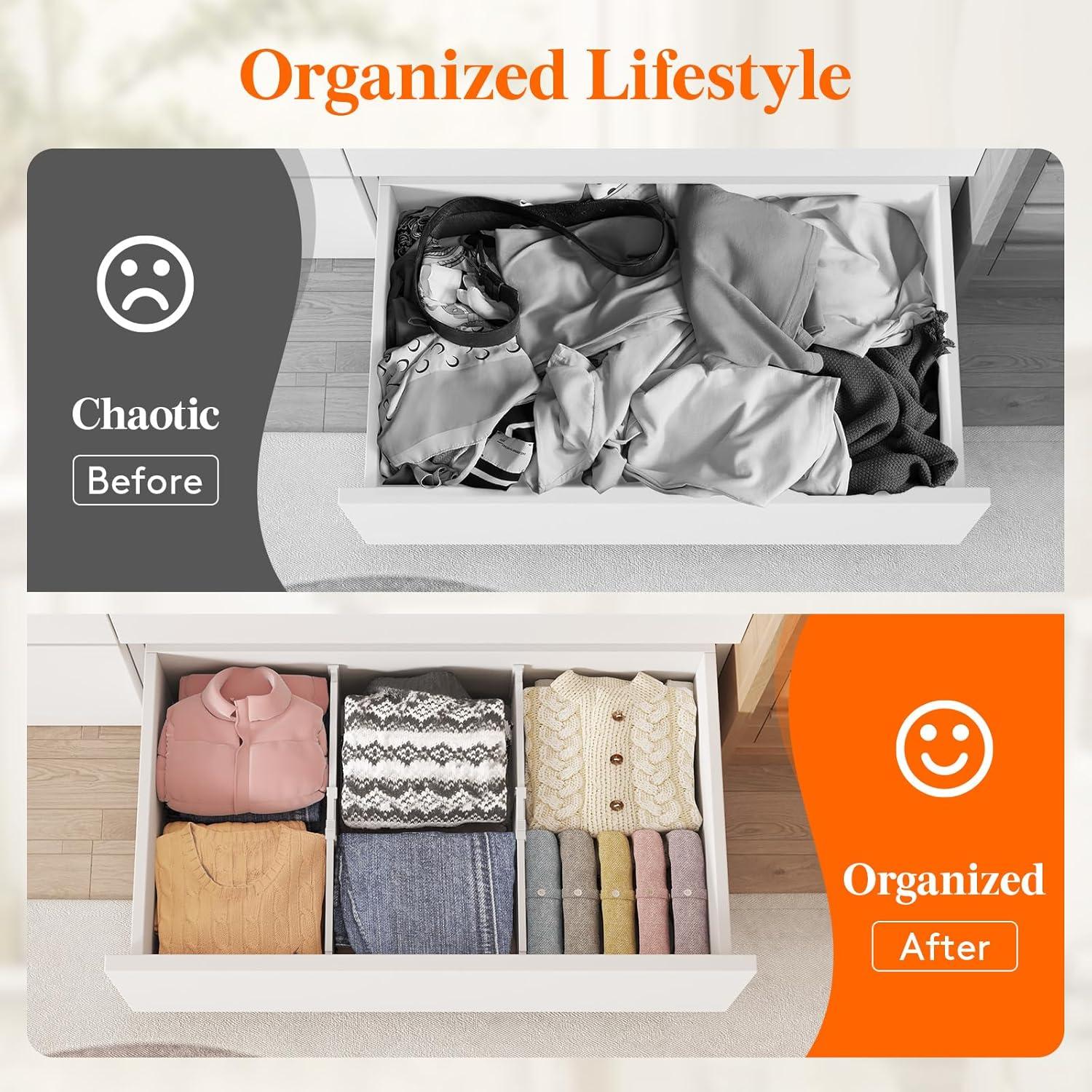 image:imageLifewit 5 Tall 5 Pack Deep Drawer Dividers 30 47cm115185 Expandable Drawer Divider for Clothes White Dresser Drawer Storage Organizers Clothing Drawers Separators for Dresser Kitchen Bedroom8