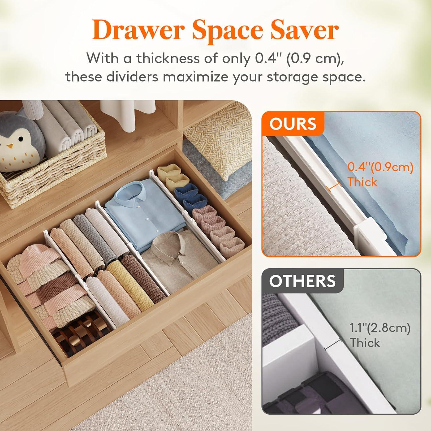 image:imageLifewit 5 Tall 5 Pack Deep Drawer Dividers 30 47cm115185 Expandable Drawer Divider for Clothes White Dresser Drawer Storage Organizers Clothing Drawers Separators for Dresser Kitchen Bedroom5