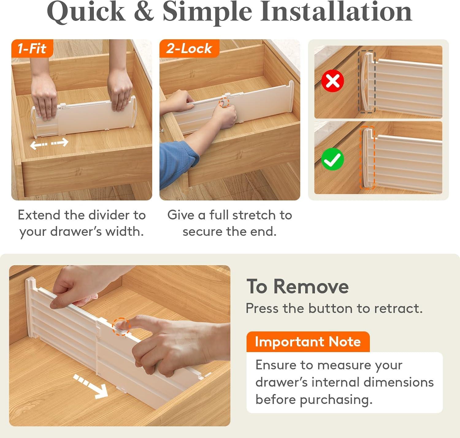 image:imageLifewit 5 Tall 5 Pack Deep Drawer Dividers 30 47cm115185 Expandable Drawer Divider for Clothes White Dresser Drawer Storage Organizers Clothing Drawers Separators for Dresser Kitchen Bedroom5