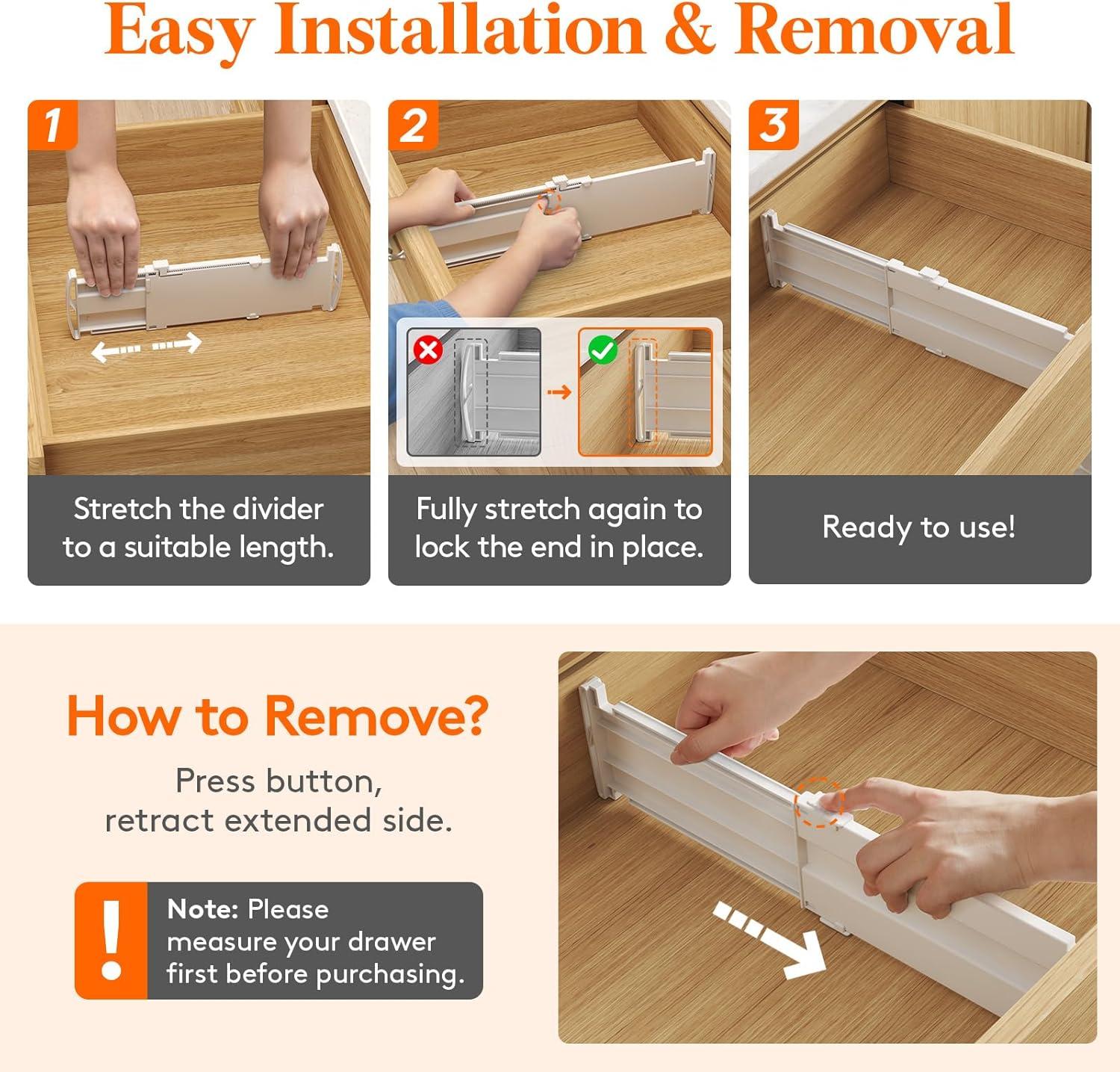 image:imageLifewit 5 Tall 5 Pack Deep Drawer Dividers 30 47cm115185 Expandable Drawer Divider for Clothes White Dresser Drawer Storage Organizers Clothing Drawers Separators for Dresser Kitchen Bedroom8