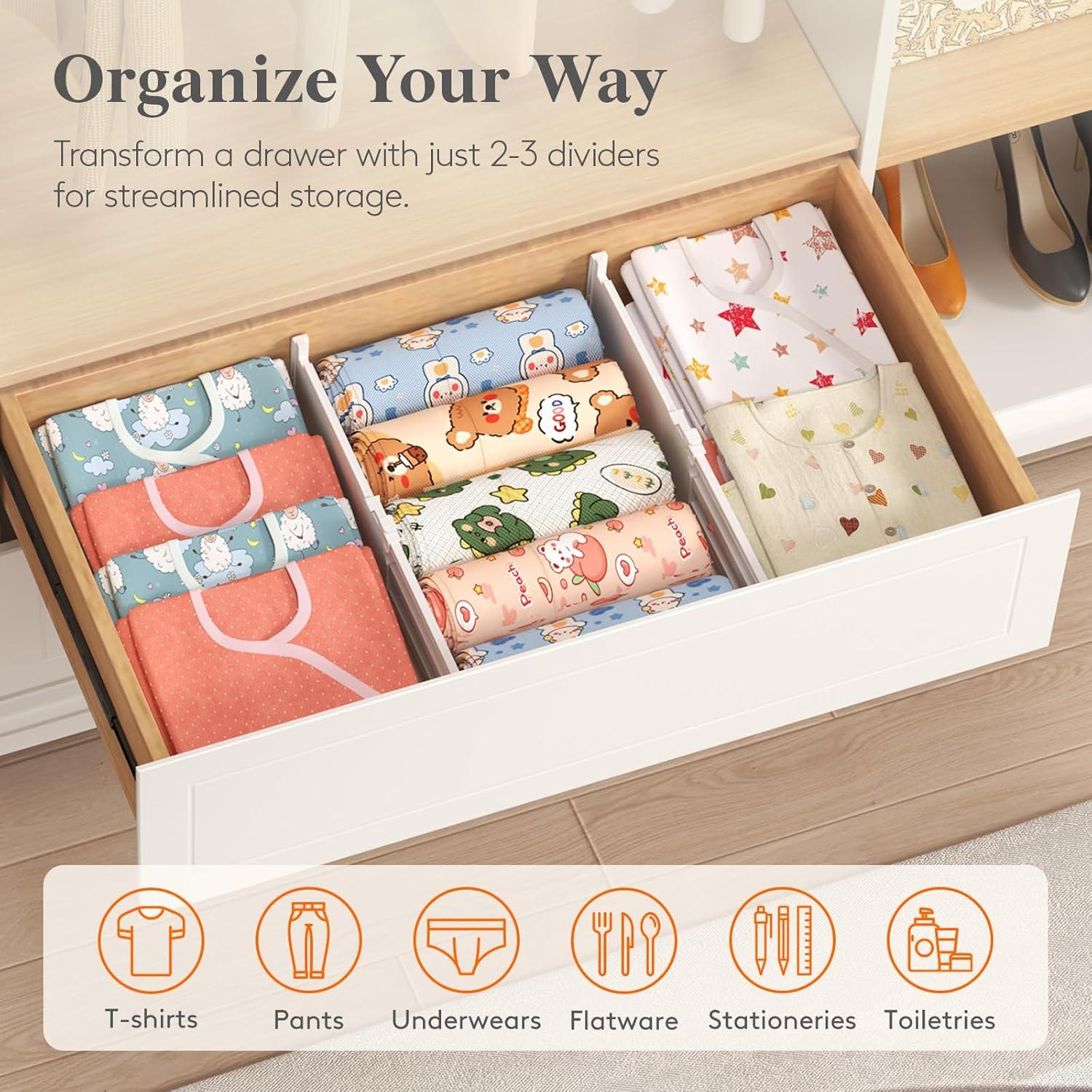 image:imageLifewit 5 Tall 5 Pack Deep Drawer Dividers 30 47cm115185 Expandable Drawer Divider for Clothes White Dresser Drawer Storage Organizers Clothing Drawers Separators for Dresser Kitchen Bedroom5