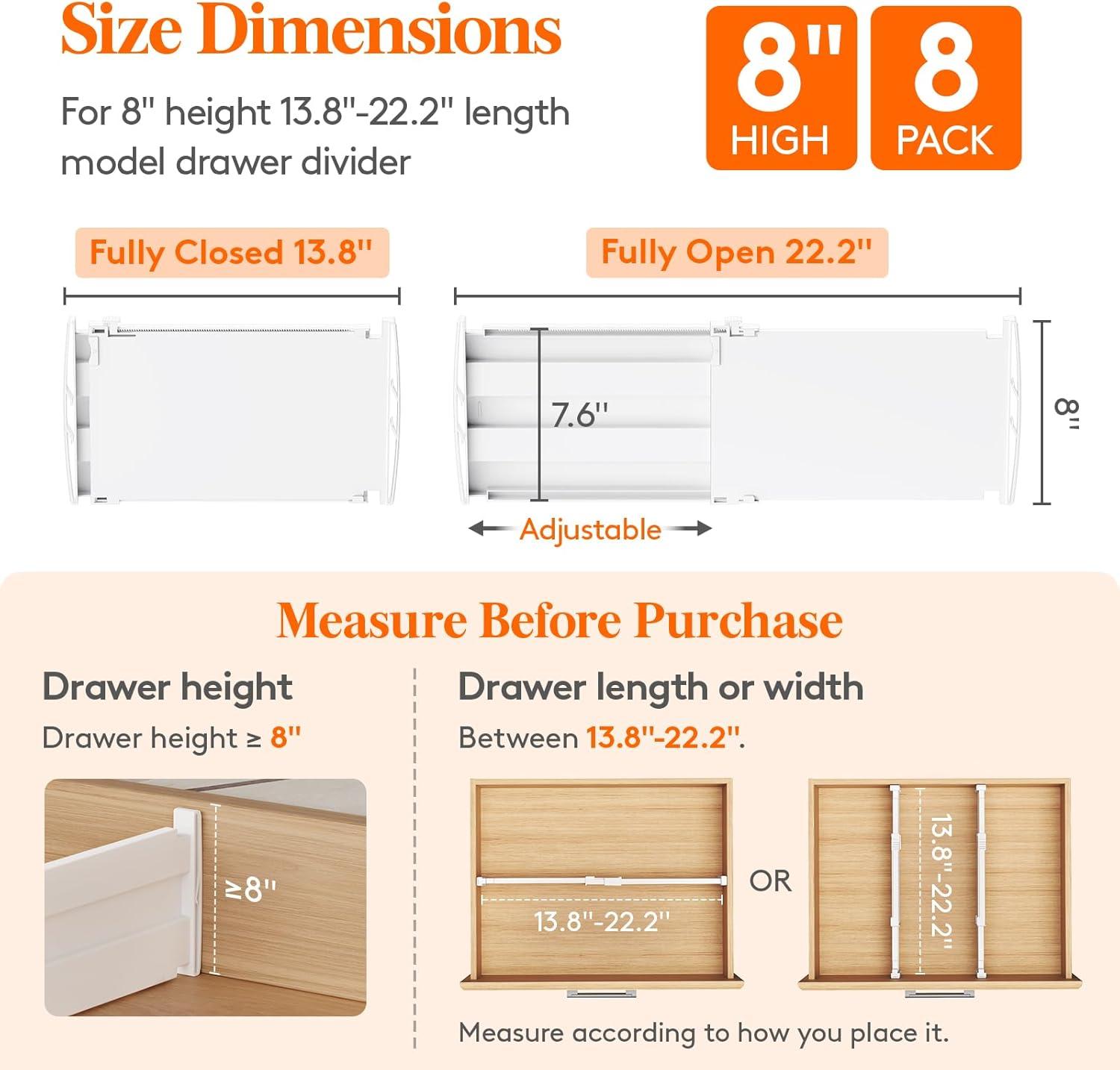 image:imageLifewit 5 Tall 5 Pack Deep Drawer Dividers 30 47cm115185 Expandable Drawer Divider for Clothes White Dresser Drawer Storage Organizers Clothing Drawers Separators for Dresser Kitchen Bedroom8