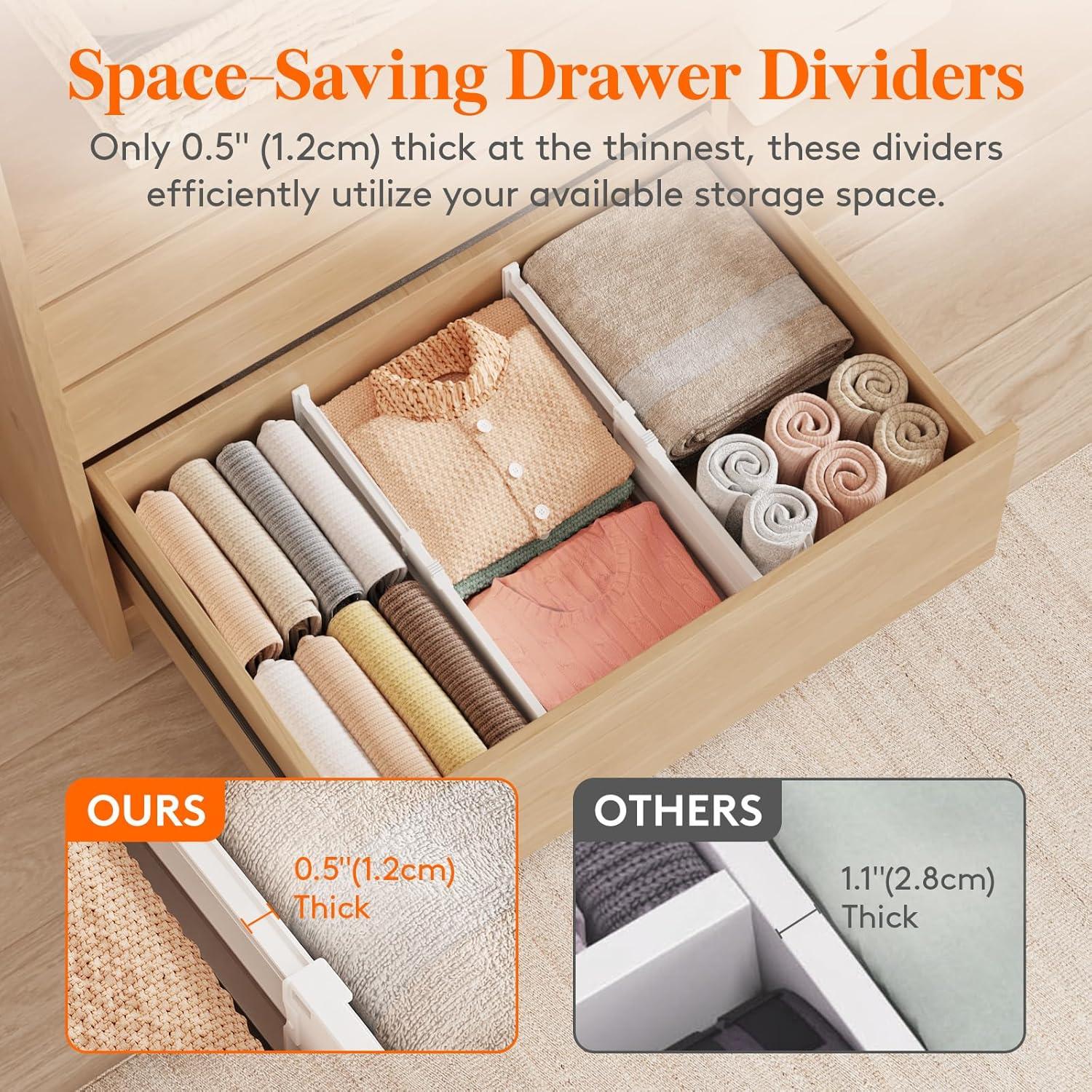 image:imageLifewit 5 Tall 5 Pack Deep Drawer Dividers 30 47cm115185 Expandable Drawer Divider for Clothes White Dresser Drawer Storage Organizers Clothing Drawers Separators for Dresser Kitchen Bedroom8