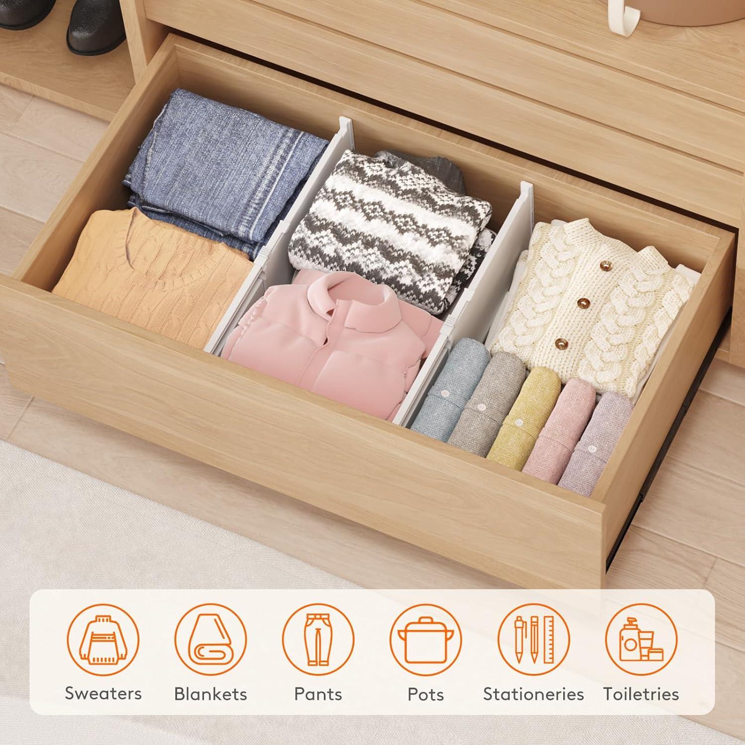image:imageLifewit 5 Tall 5 Pack Deep Drawer Dividers 30 47cm115185 Expandable Drawer Divider for Clothes White Dresser Drawer Storage Organizers Clothing Drawers Separators for Dresser Kitchen Bedroom8