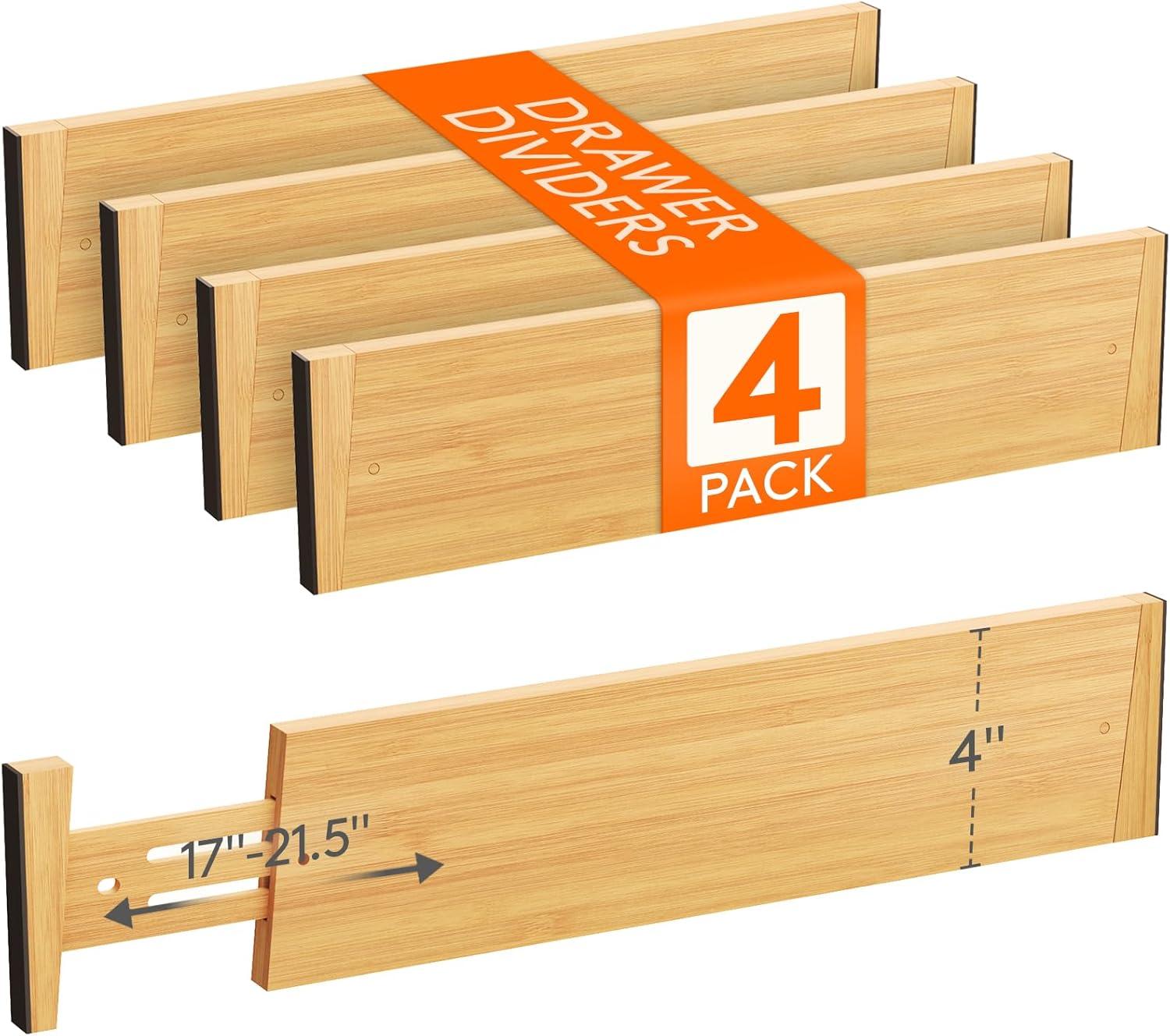 image:imageLifewit 6 Pack 6 Deep Bamboo Drawer Dividers 17522 Expandable Drawer Organisers for Clothes Adjustable Dresser Drawer Divider Clothing Drawers Separators for Dresser Bedroom Bathroom Office4