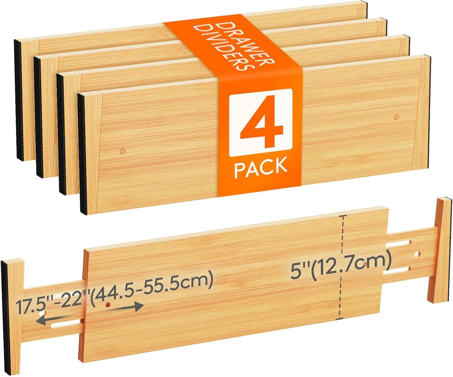 image:imageLifewit 6 Pack 6 Deep Bamboo Drawer Dividers 17522 Expandable Drawer Organisers for Clothes Adjustable Dresser Drawer Divider Clothing Drawers Separators for Dresser Bedroom Bathroom Office4