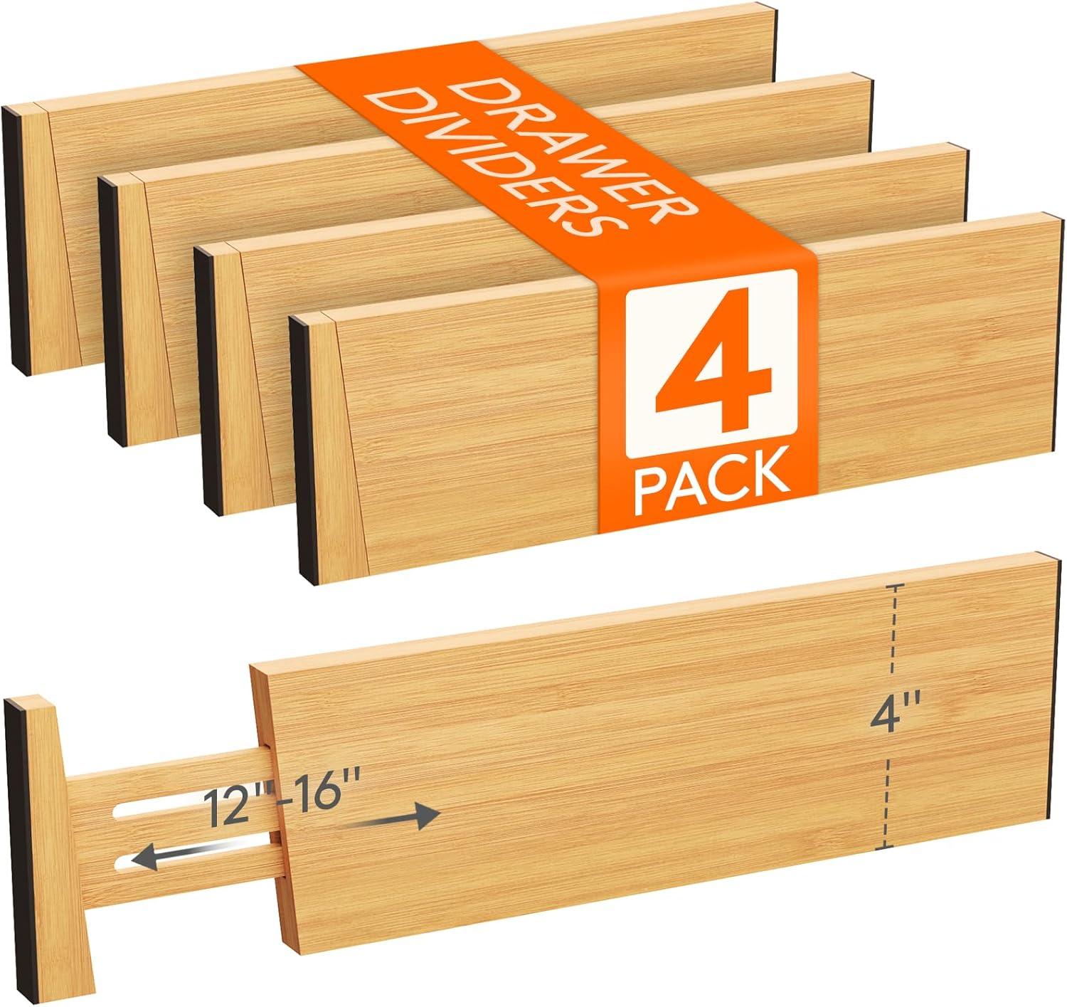 image:imageLifewit 6 Pack 6 Deep Bamboo Drawer Dividers 17522 Expandable Drawer Organisers for Clothes Adjustable Dresser Drawer Divider Clothing Drawers Separators for Dresser Bedroom Bathroom Office4