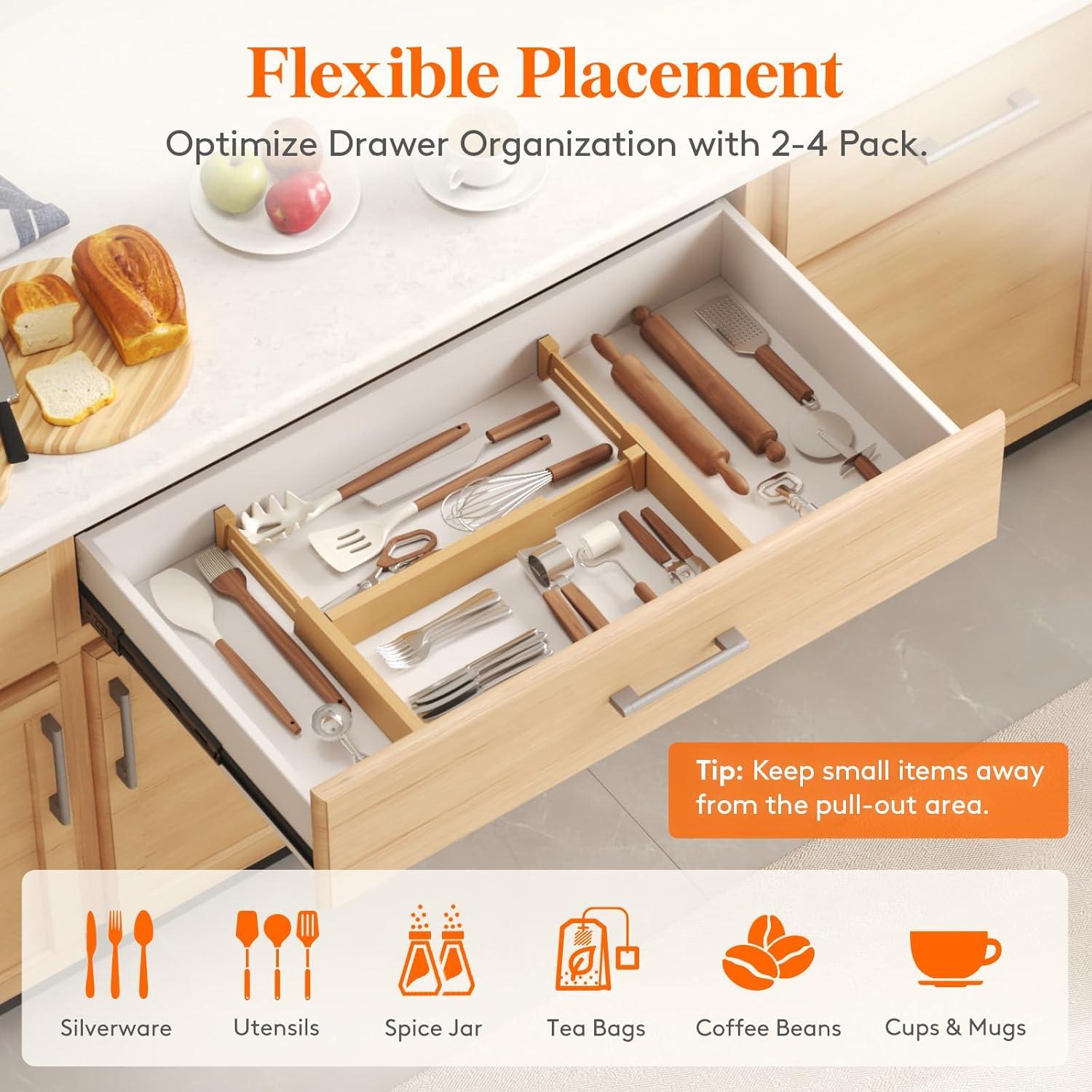 image:imageLifewit 6 Pack 6 Deep Bamboo Drawer Dividers 17522 Expandable Drawer Organisers for Clothes Adjustable Dresser Drawer Divider Clothing Drawers Separators for Dresser Bedroom Bathroom Office4