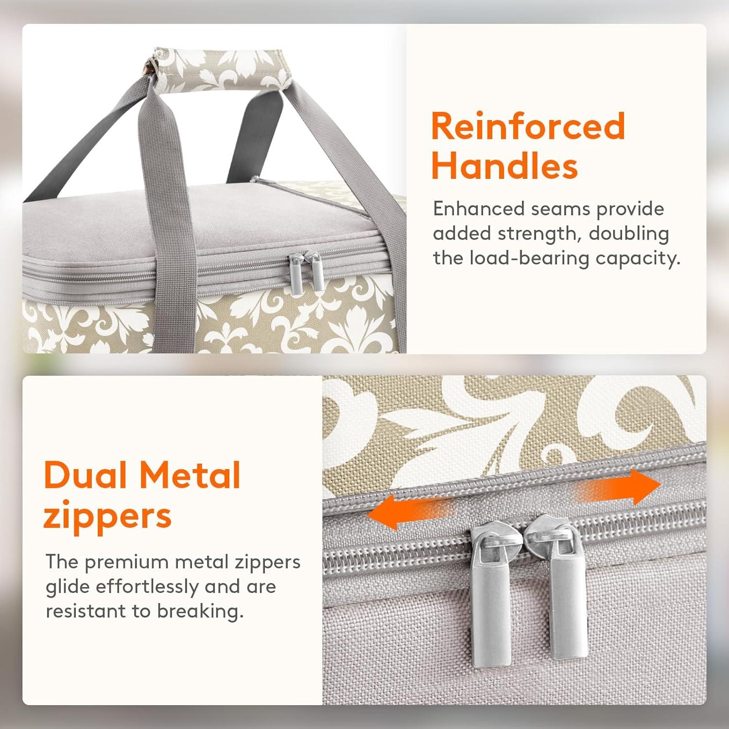 image:imageLifewit Insulated Double Decker Casserole Carrier Expandable Lasagna Lugger Tote Bag for Hot or Cold Food Fits 9 x 13 Baking Dish for Potluck Parties Picnic and Cookouts GreyGreyFlowers