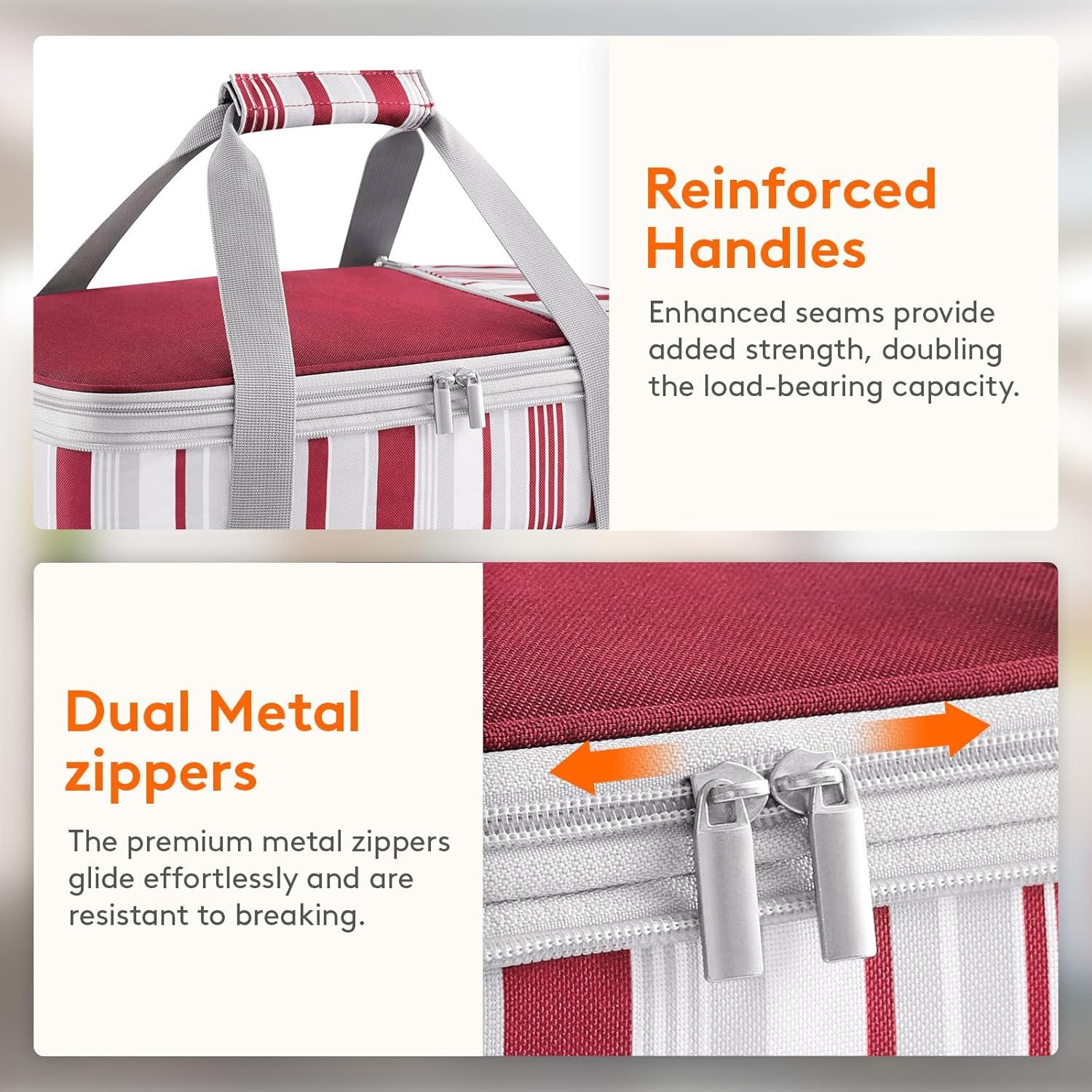 image:imageLifewit Insulated Double Decker Casserole Carrier Expandable Lasagna Lugger Tote Bag for Hot or Cold Food Fits 9 x 13 Baking Dish for Potluck Parties Picnic and Cookouts GreyRed