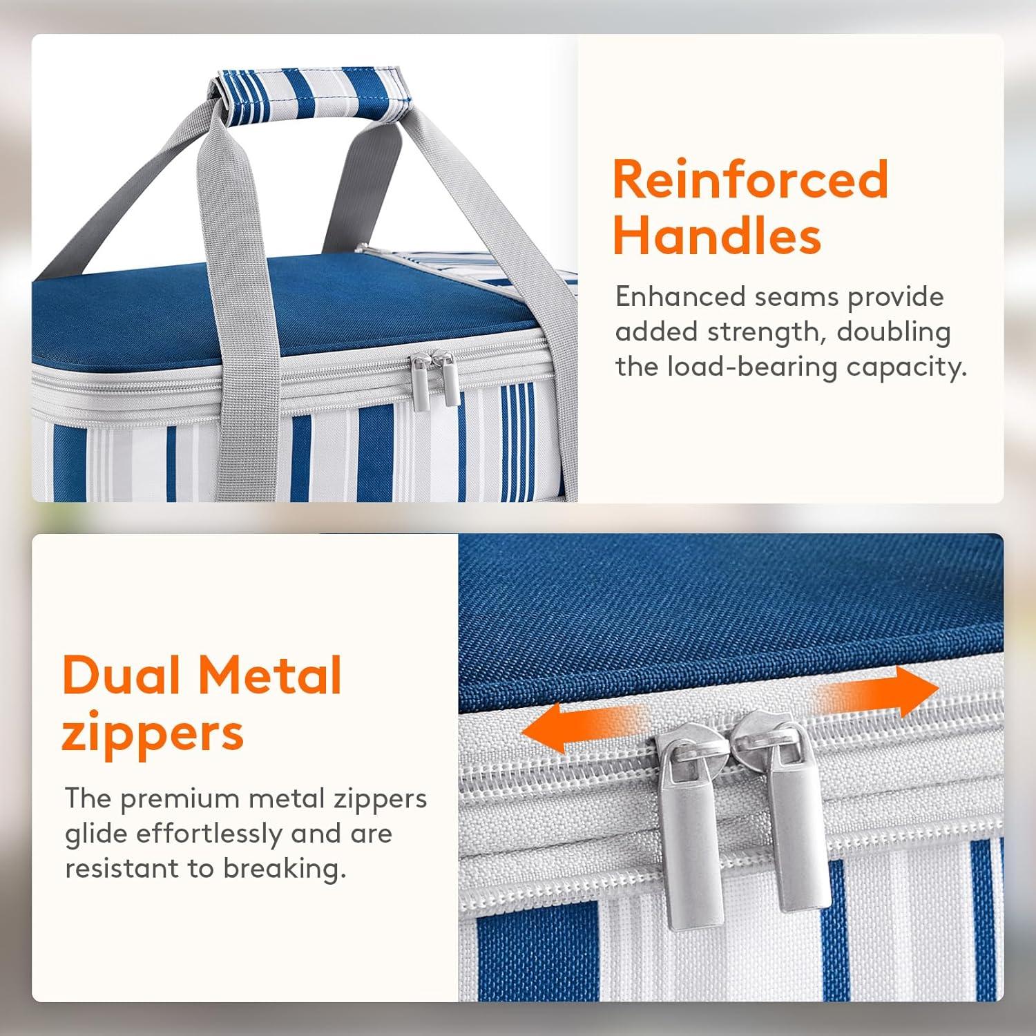 image:imageLifewit Insulated Double Decker Casserole Carrier Expandable Lasagna Lugger Tote Bag for Hot or Cold Food Fits 9 x 13 Baking Dish for Potluck Parties Picnic and Cookouts GreyBlue