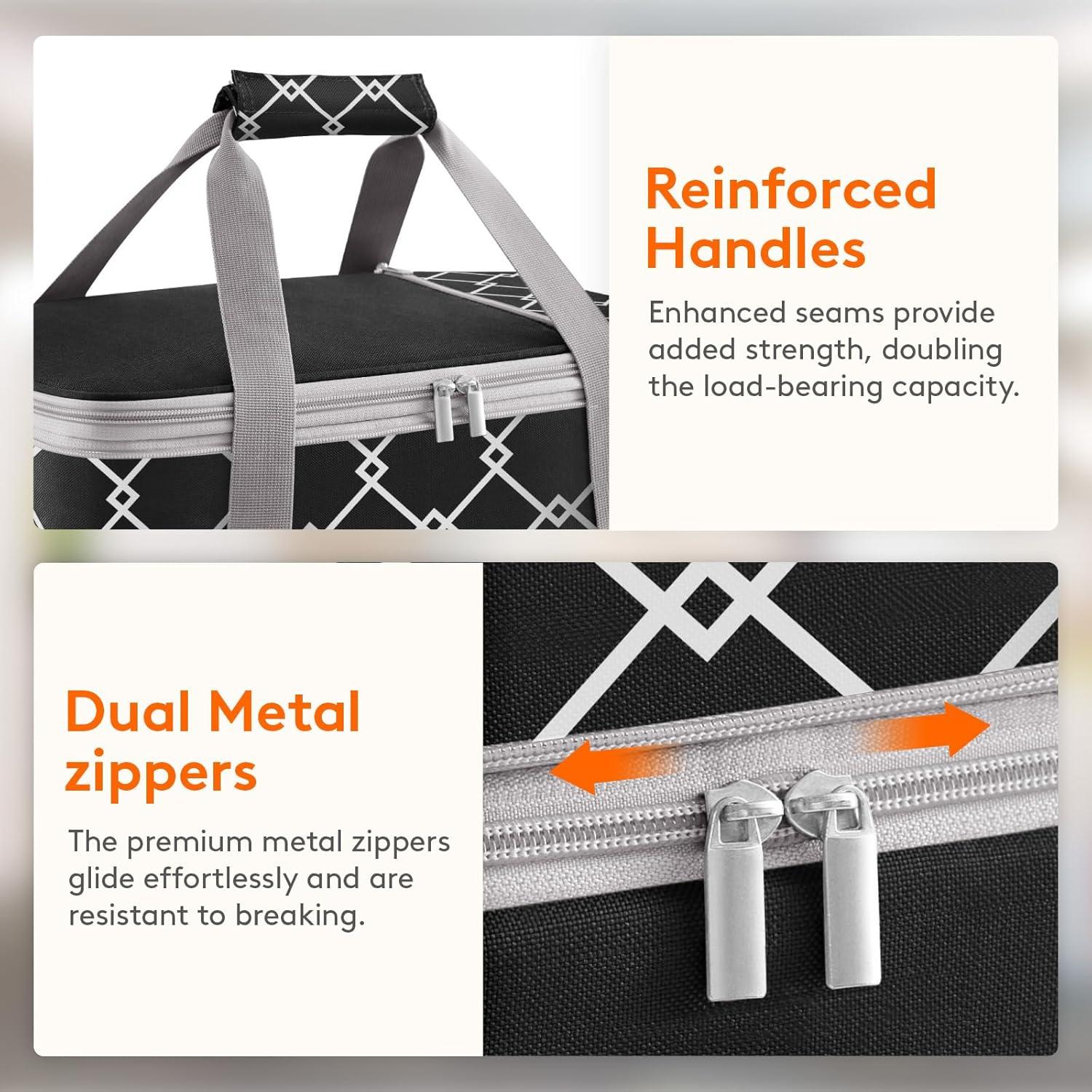 image:imageLifewit Insulated Double Decker Casserole Carrier Expandable Lasagna Lugger Tote Bag for Hot or Cold Food Fits 9 x 13 Baking Dish for Potluck Parties Picnic and Cookouts GreyBlackGeometric