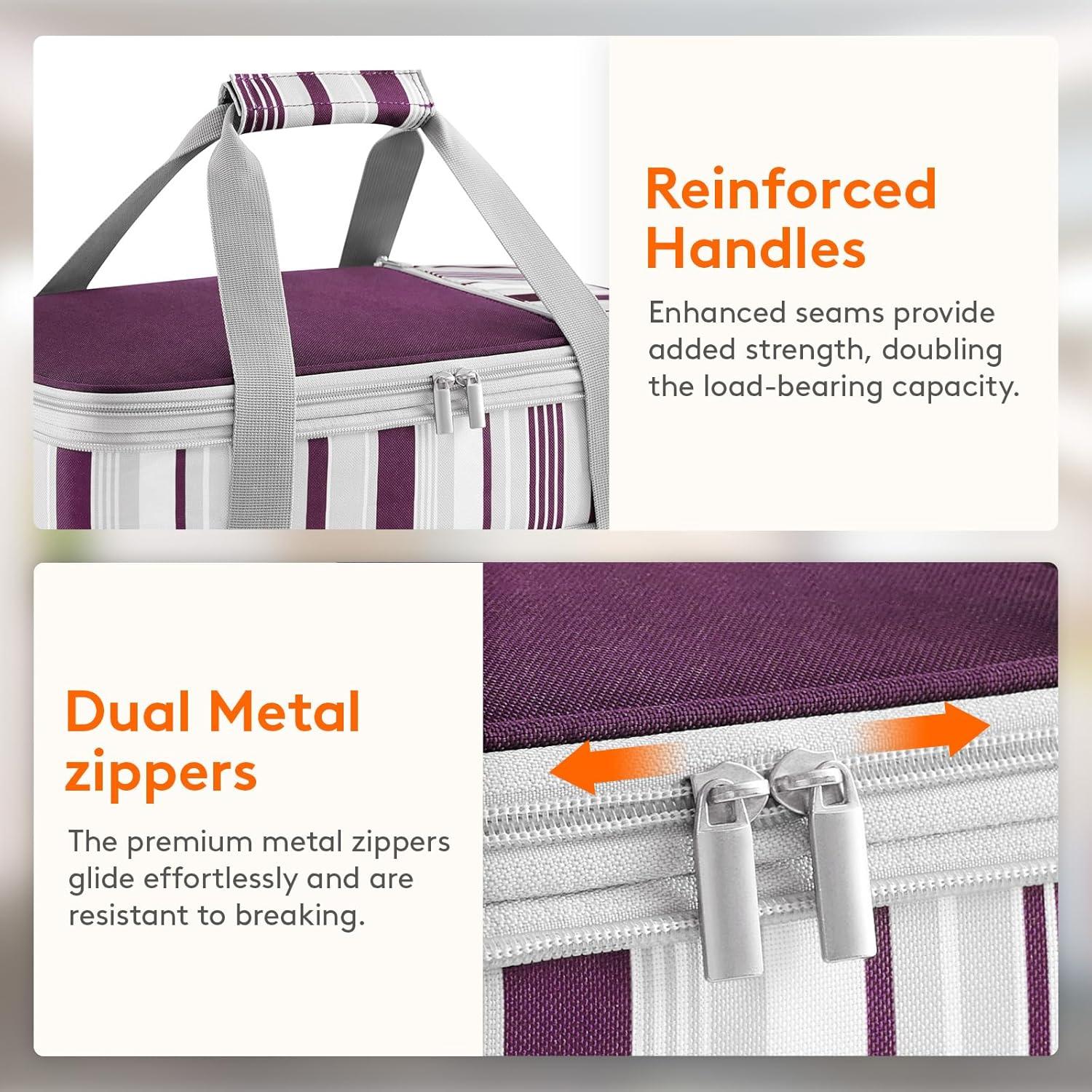 image:imageLifewit Insulated Double Decker Casserole Carrier Expandable Lasagna Lugger Tote Bag for Hot or Cold Food Fits 9 x 13 Baking Dish for Potluck Parties Picnic and Cookouts GreyPurple