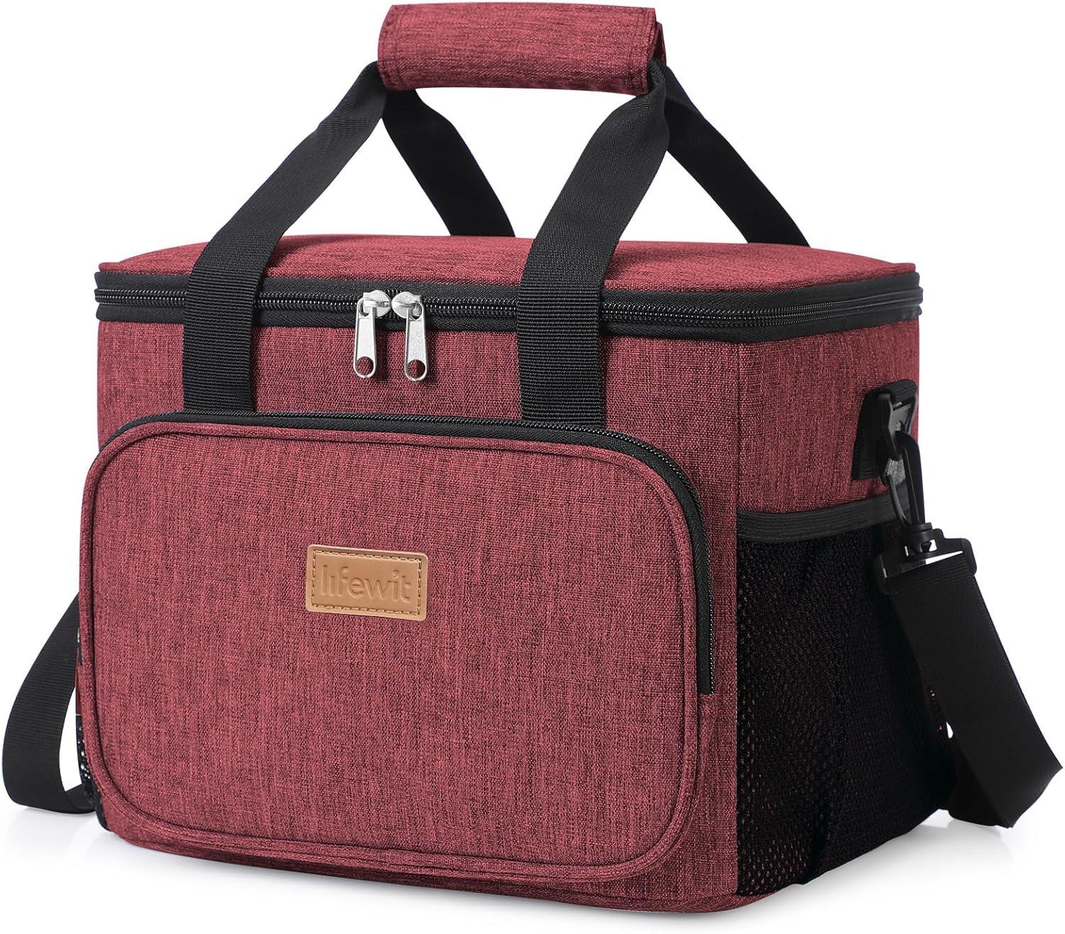image:imageLifewit Large Lunch Bag Insulated Lunch Box Soft Cooler Cooling Tote for Adult Men Women Dark Blue 12Can 9LBurgundy