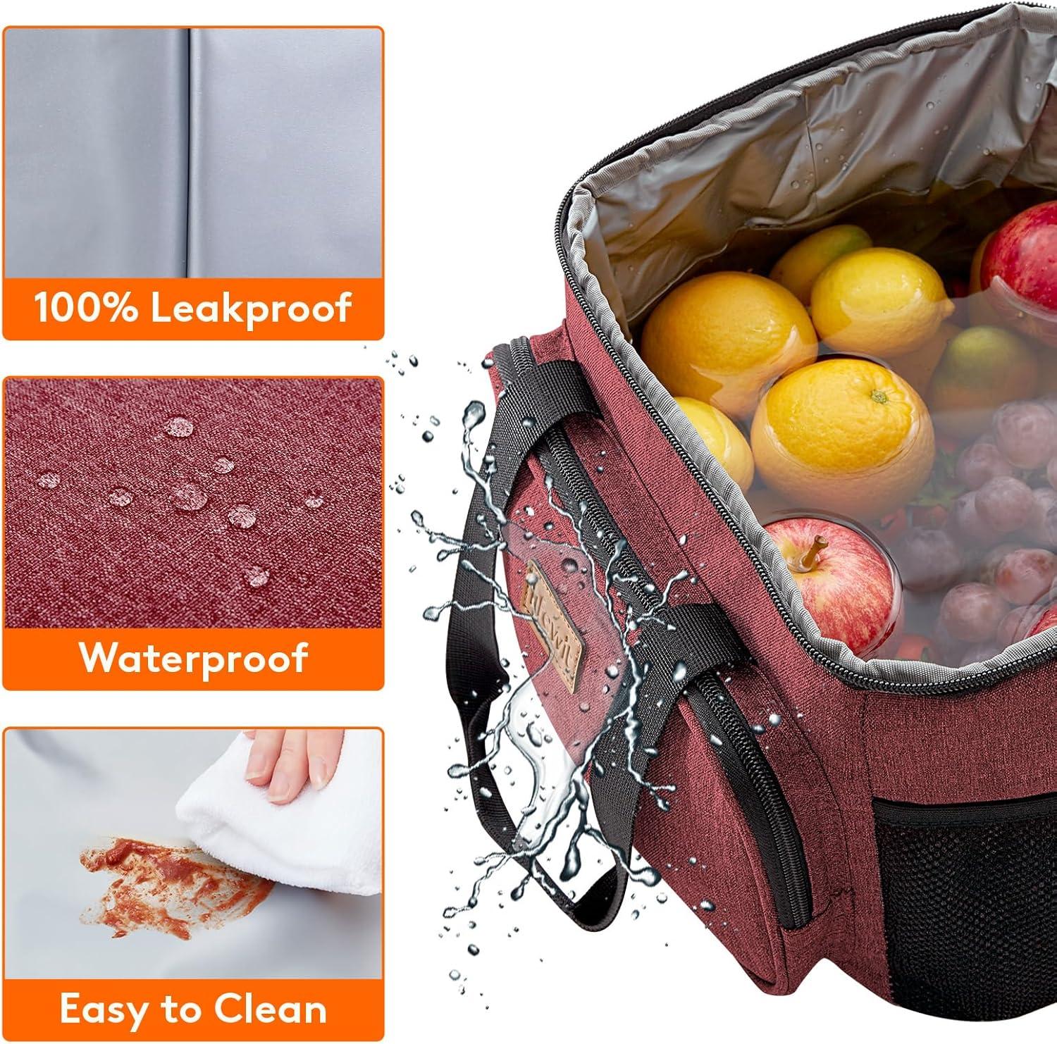 image:imageLifewit Large Lunch Bag Insulated Lunch Box Soft Cooler Cooling Tote for Adult Men Women Dark Blue 12Can 9LBurgundy