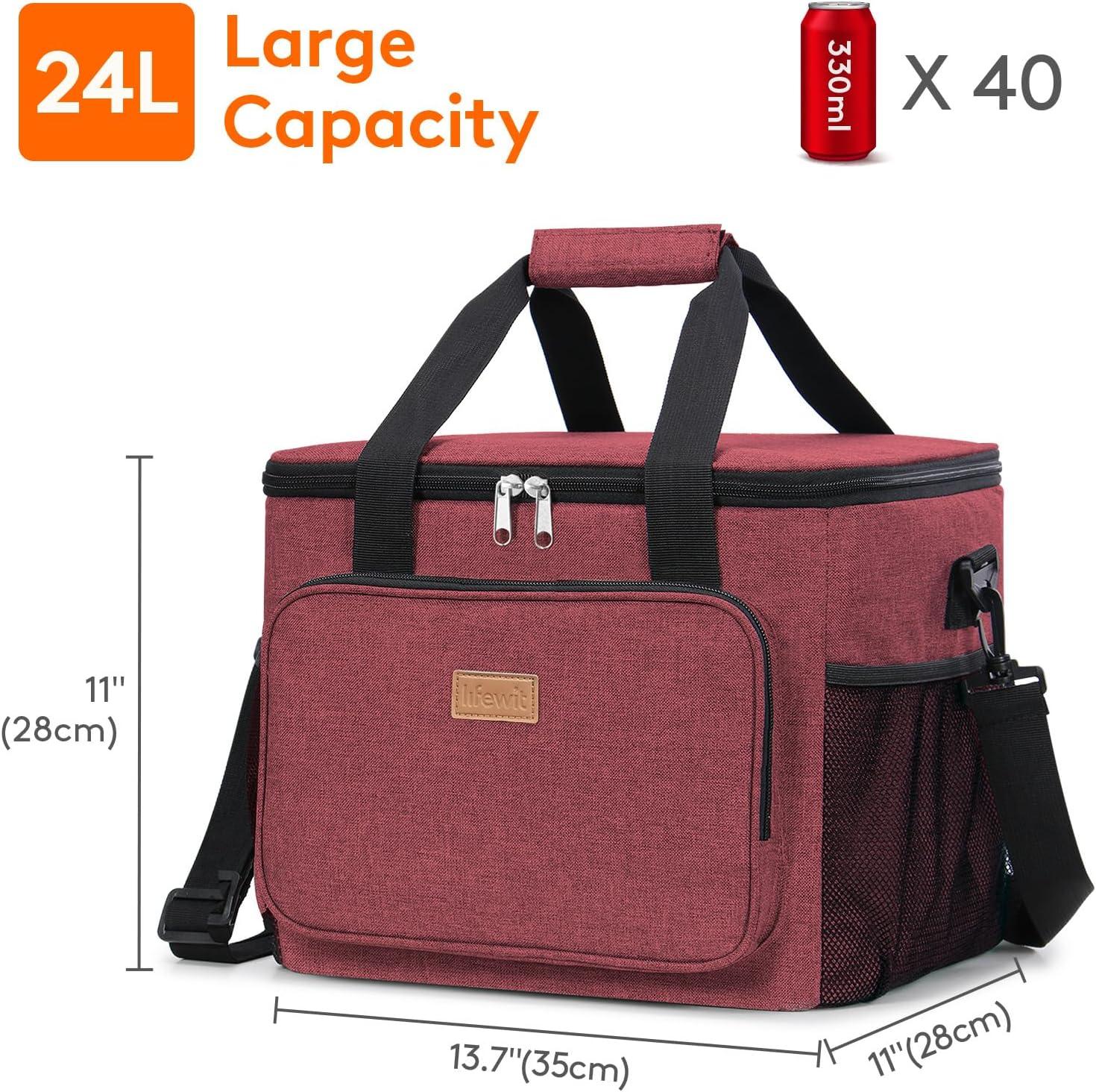 image:imageLifewit Large Lunch Bag Insulated Lunch Box Soft Cooler Cooling Tote for Adult Men Women Dark Blue 12Can 9LBurgundy