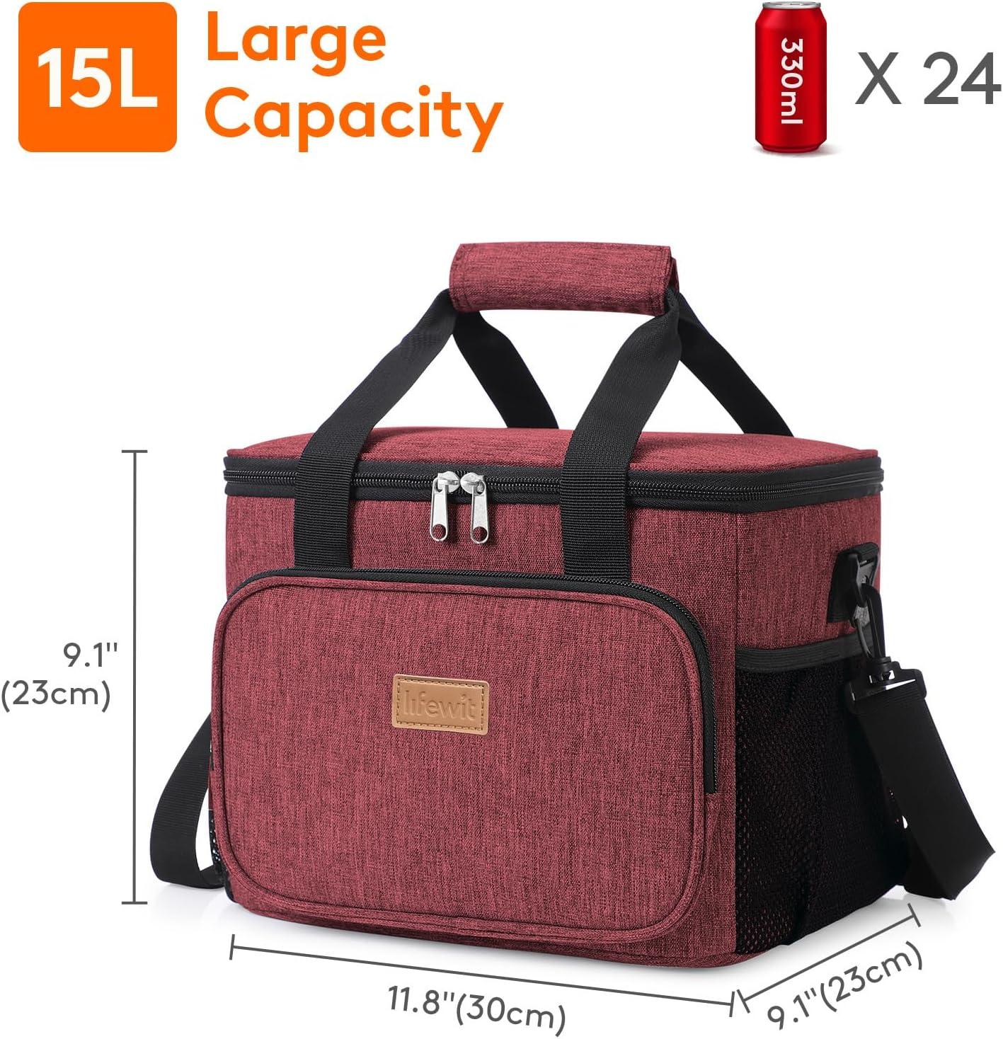 image:imageLifewit Large Lunch Bag Insulated Lunch Box Soft Cooler Cooling Tote for Adult Men Women Dark Blue 12Can 9LBurgundy