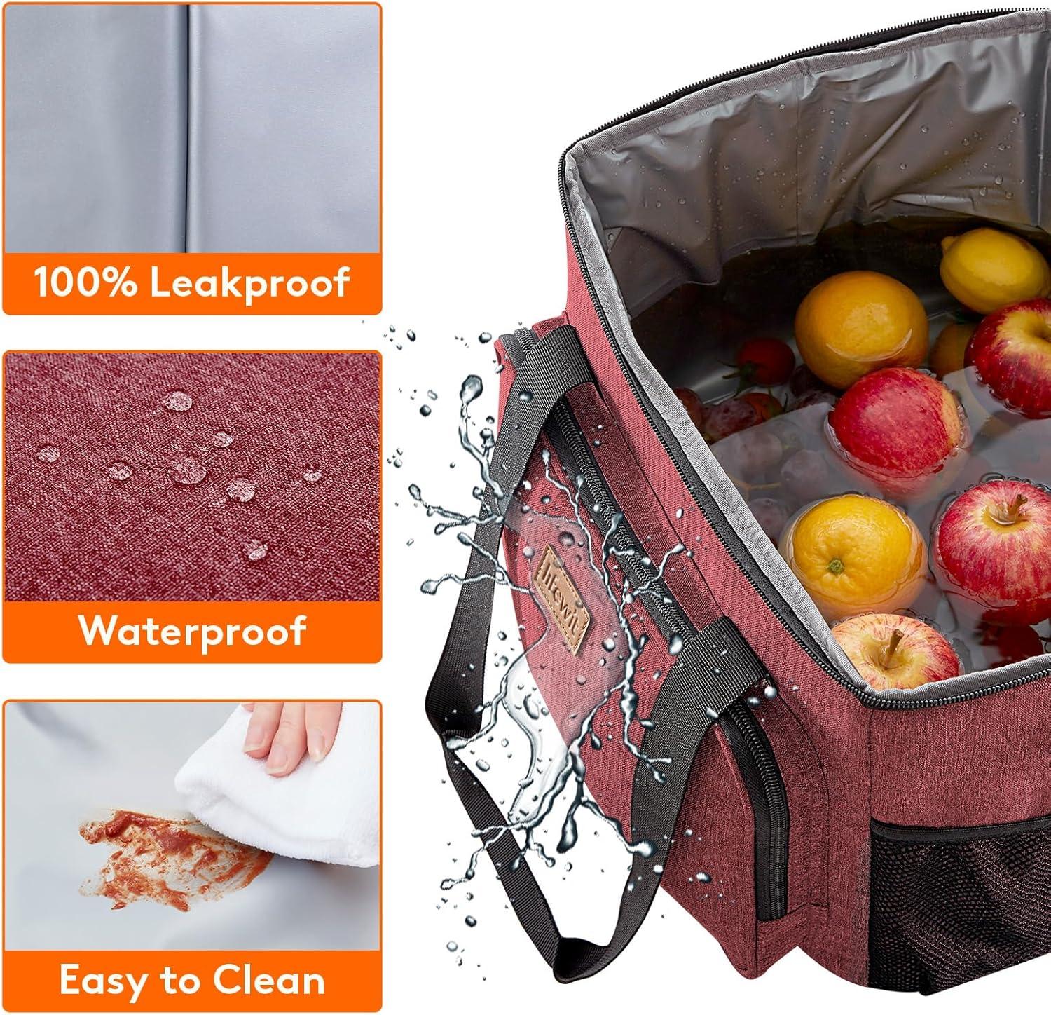 image:imageLifewit Large Lunch Bag Insulated Lunch Box Soft Cooler Cooling Tote for Adult Men Women Dark Blue 12Can 9LBurgundy