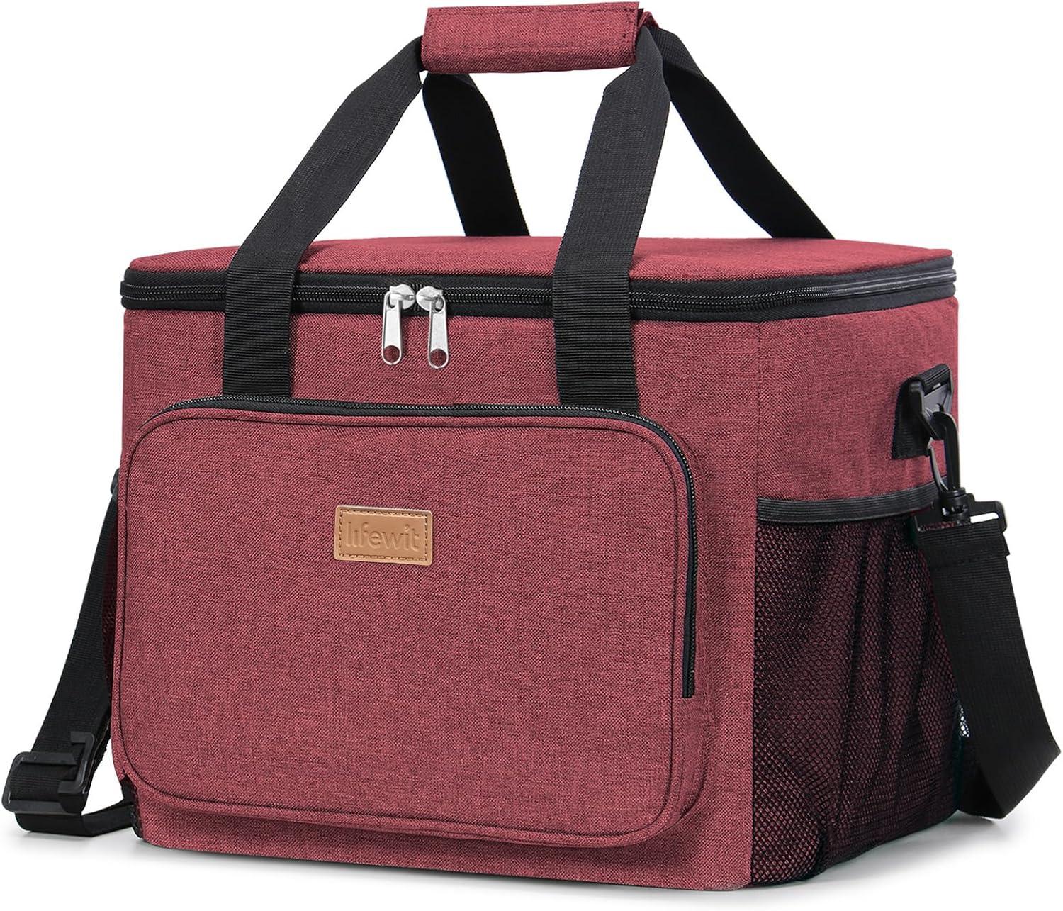 image:imageLifewit Large Lunch Bag Insulated Lunch Box Soft Cooler Cooling Tote for Adult Men Women Dark Blue 12Can 9LBurgundy