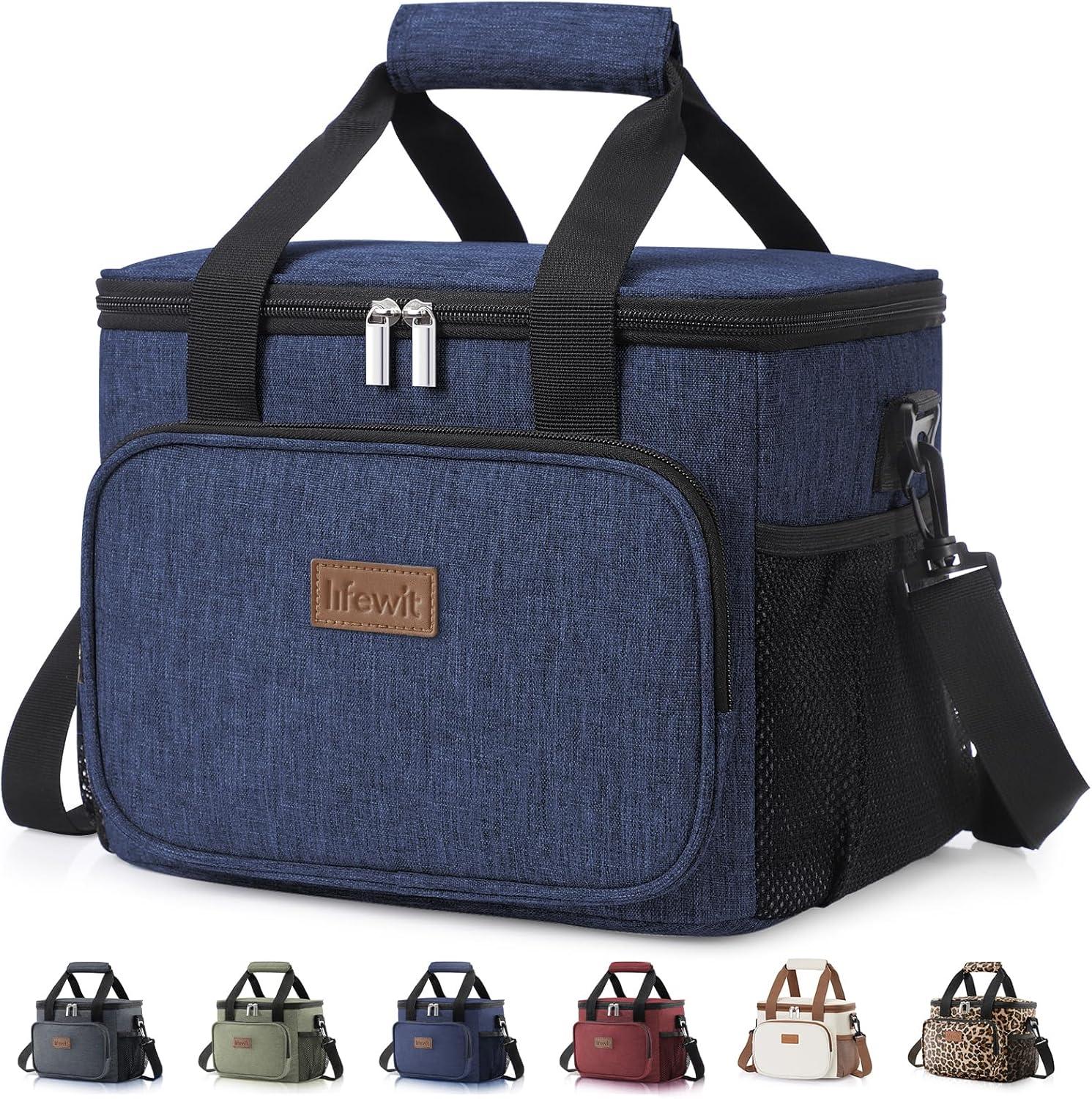 image:imageLifewit Large Lunch Bag Insulated Lunch Box Soft Cooler Cooling Tote for Adult Men Women Dark Blue 12Can 9LDark Blue