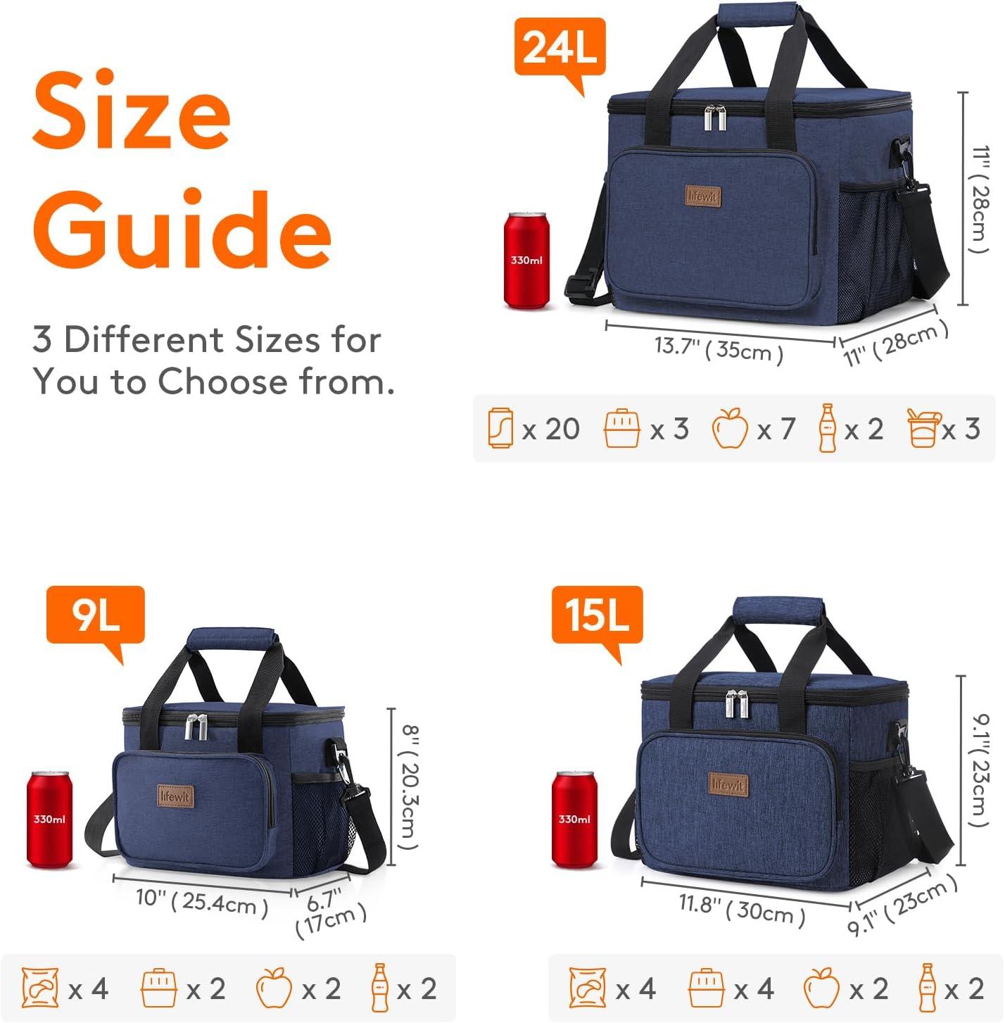 image:imageLifewit Large Lunch Bag Insulated Lunch Box Soft Cooler Cooling Tote for Adult Men Women Dark Blue 12Can 9LDark Blue