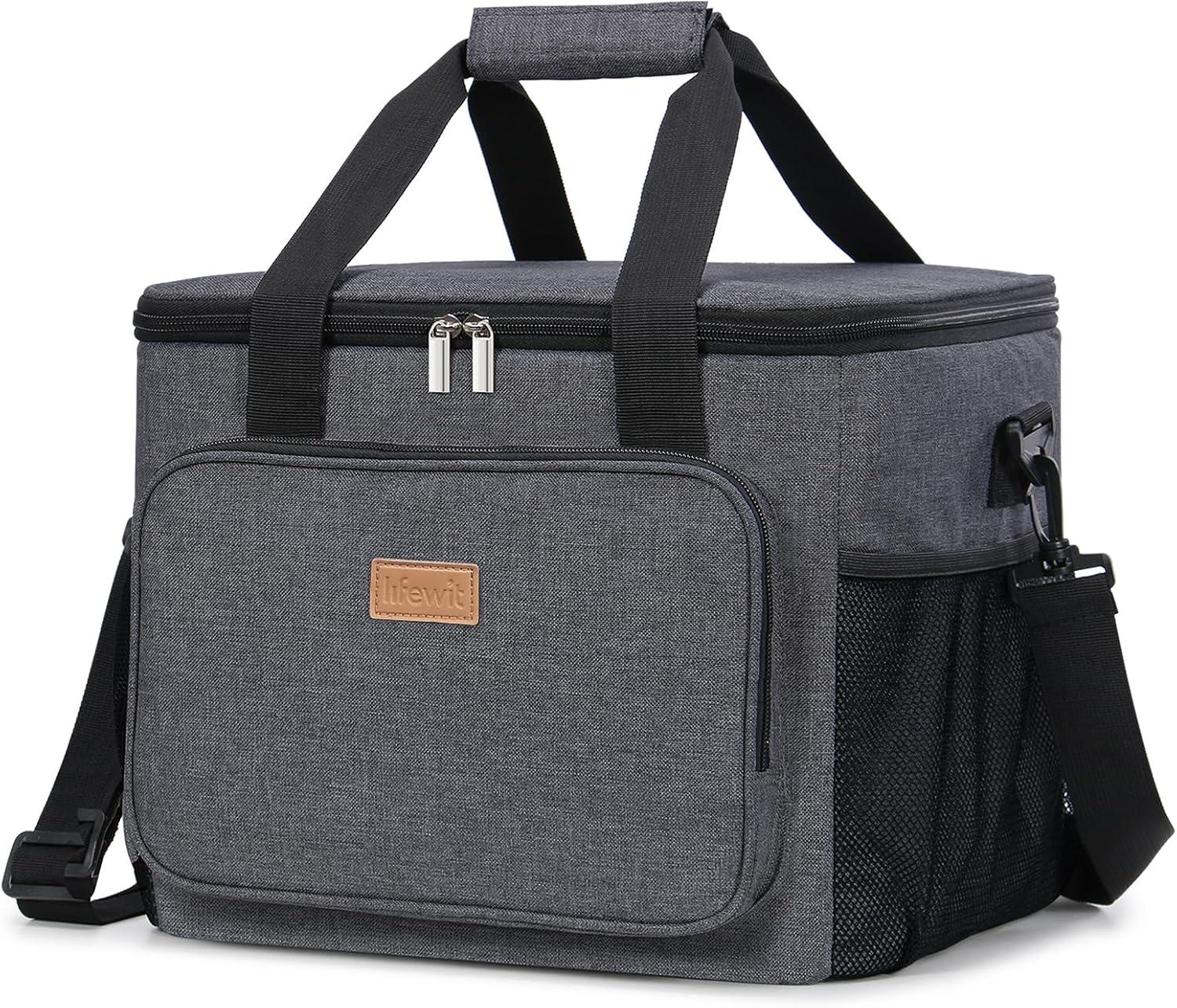 image:imageLifewit Large Lunch Bag Insulated Lunch Box Soft Cooler Cooling Tote for Adult Men Women Dark Blue 12Can 9LDark Gray