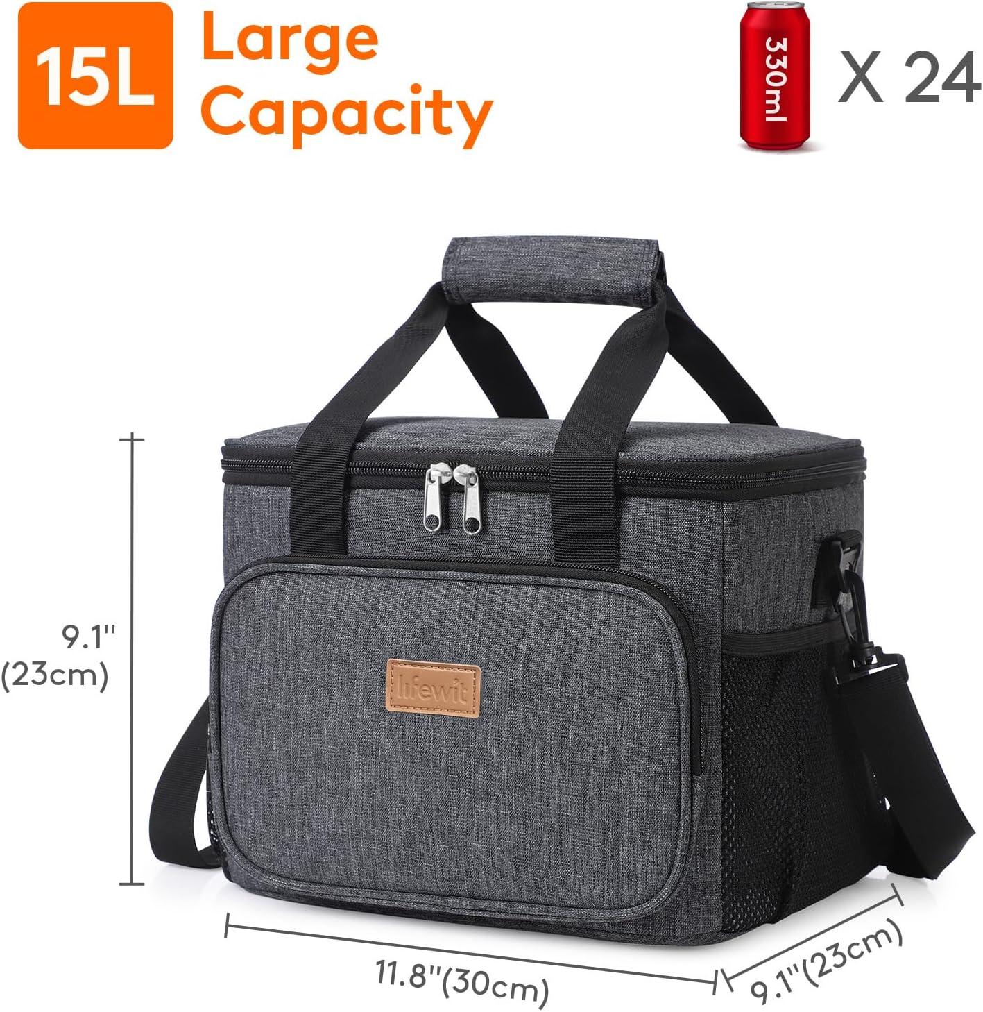 image:imageLifewit Large Lunch Bag Insulated Lunch Box Soft Cooler Cooling Tote for Adult Men Women Dark Blue 12Can 9LDark Gray