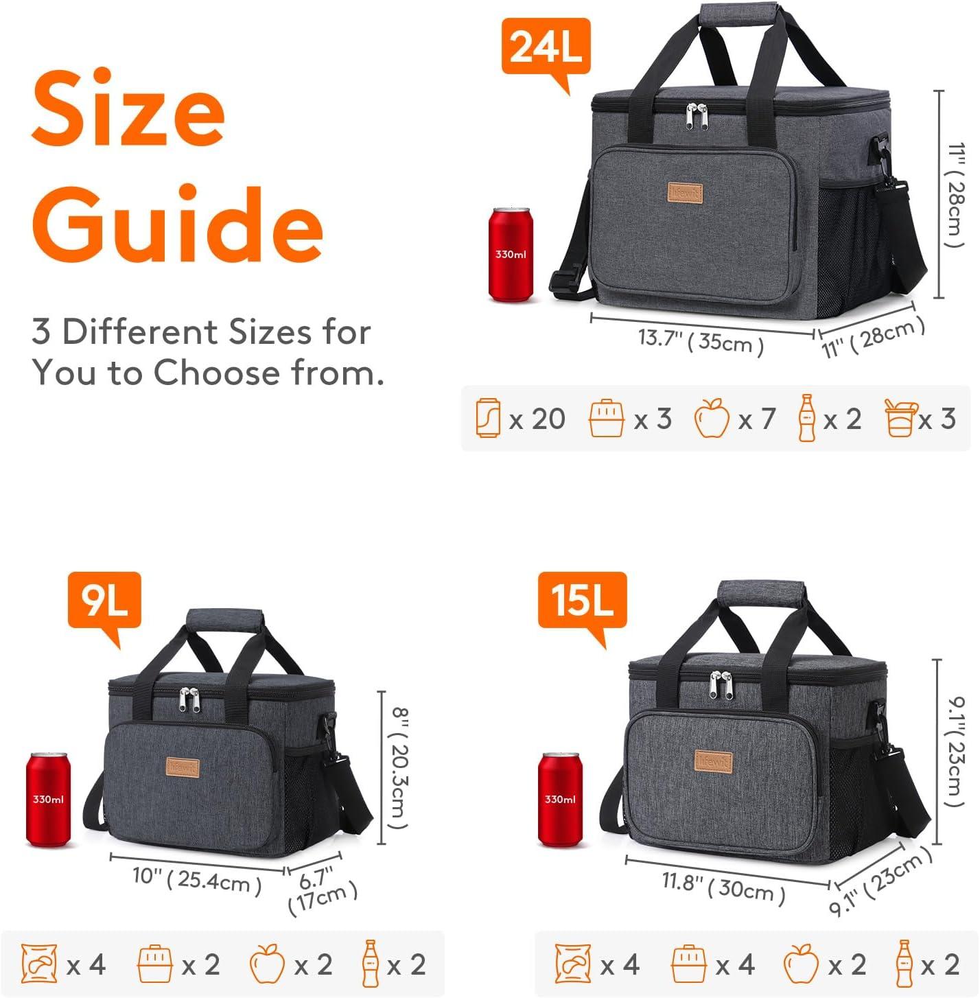 image:imageLifewit Large Lunch Bag Insulated Lunch Box Soft Cooler Cooling Tote for Adult Men Women Dark Blue 12Can 9LDark Gray