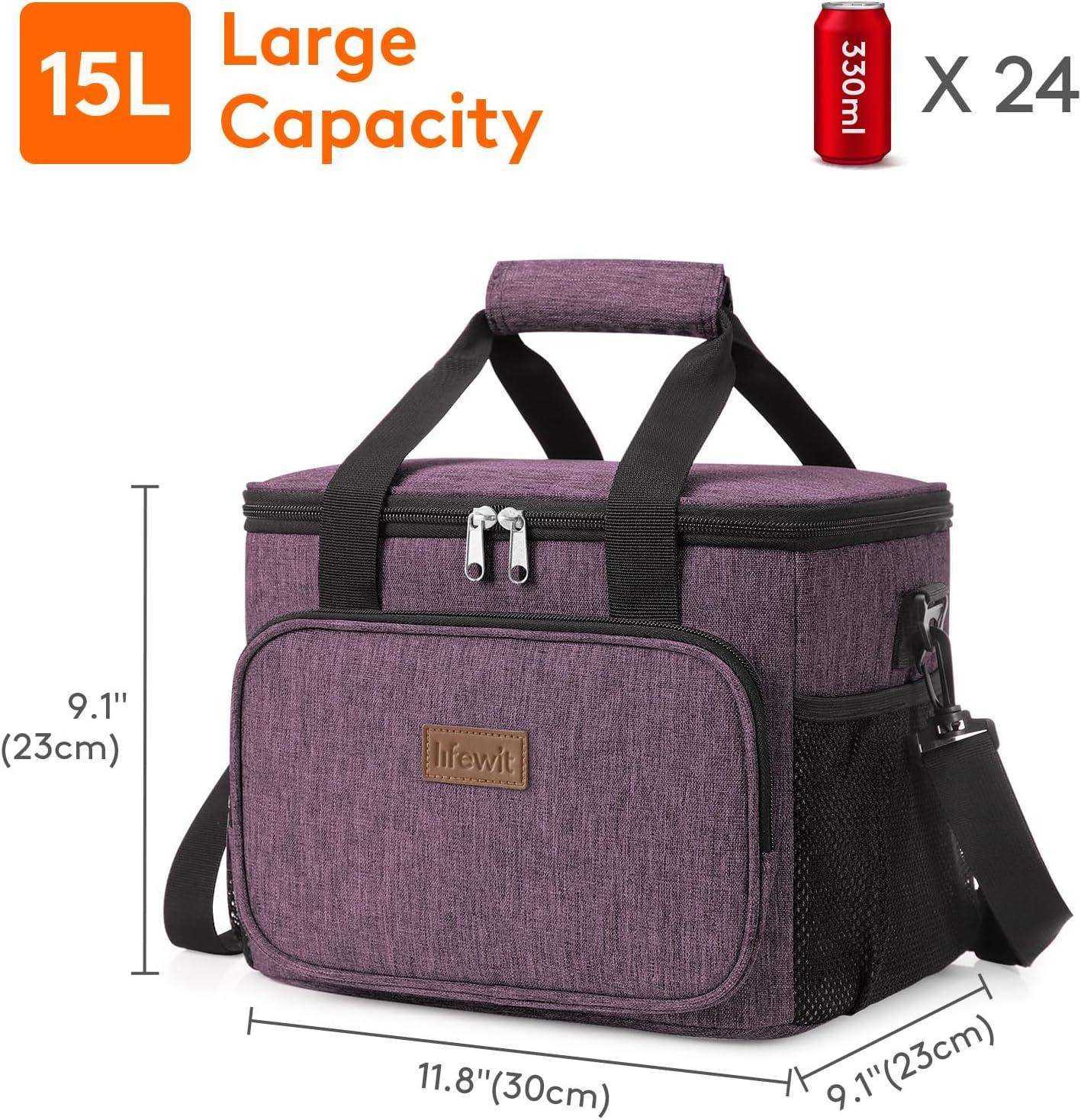 image:imageLifewit Large Lunch Bag Insulated Lunch Box Soft Cooler Cooling Tote for Adult Men Women Dark Blue 12Can 9LPurple