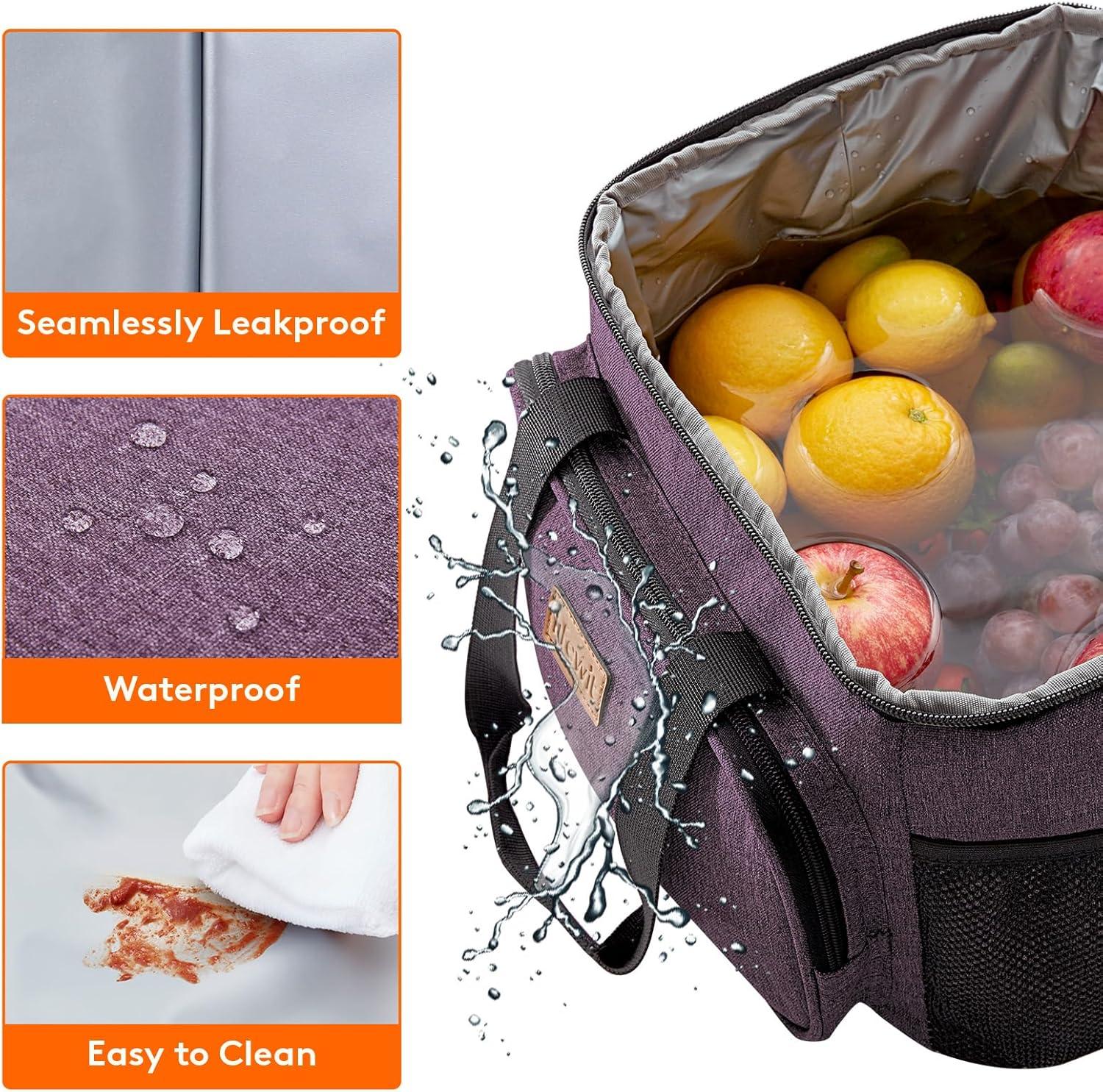 image:imageLifewit Large Lunch Bag Insulated Lunch Box Soft Cooler Cooling Tote for Adult Men Women Dark Blue 12Can 9LPurple