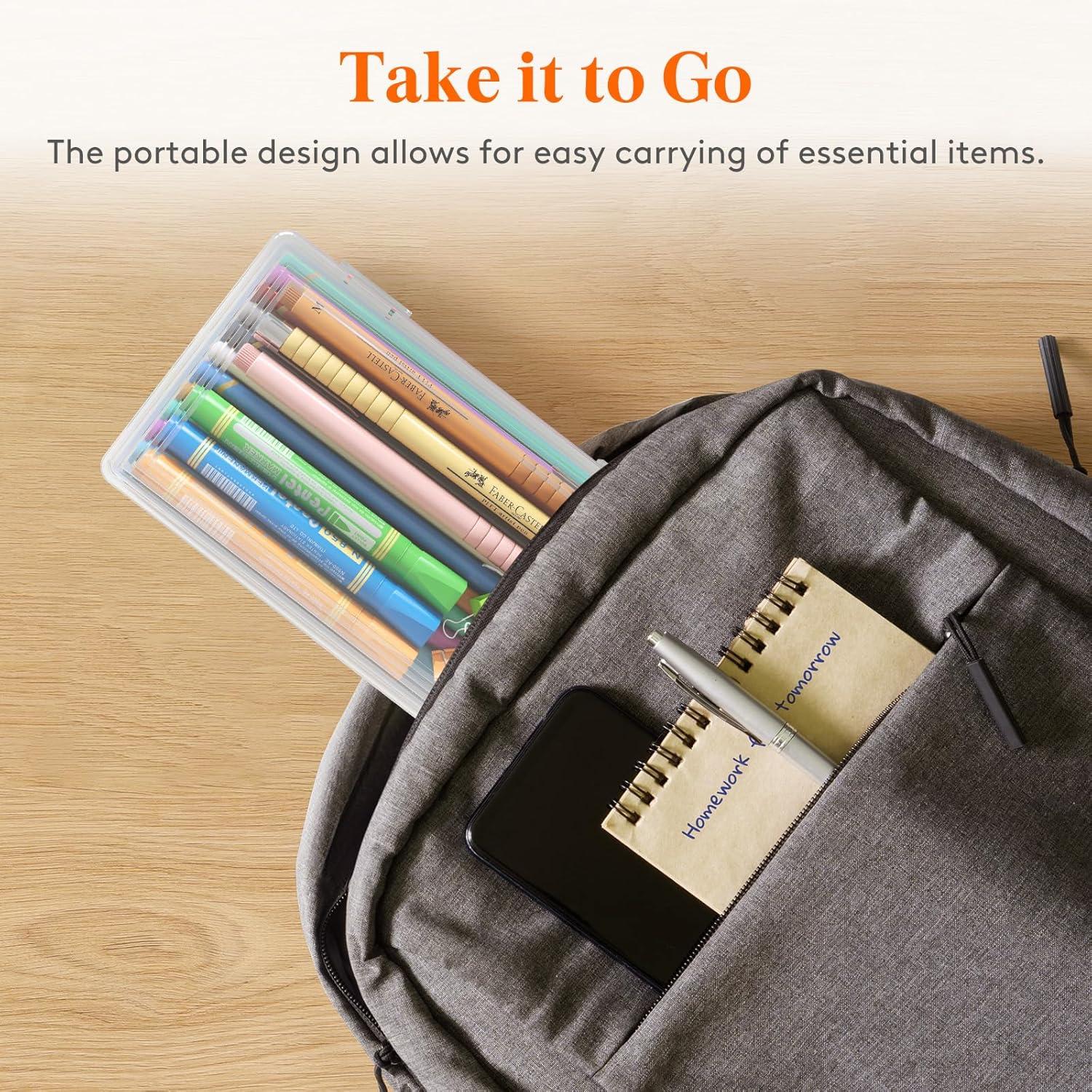 image:imageLifewit Plastic Pencil Box with Snaptight Lid Large Capacity Hard Pencil Case Craft organizer for Art SupplyOffice 4 Pack2