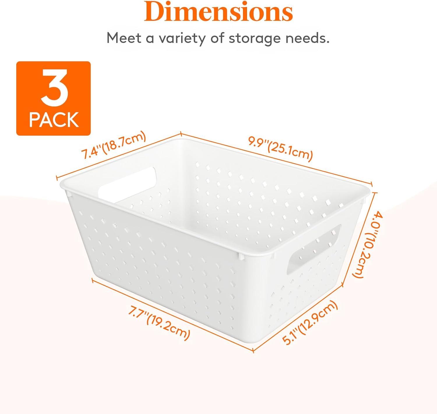 image:imageLifewit Plastic Storage Basket 7 Pack Stackable Storage Bins for Organizing Multi Size Open Containers for Shelving Pantry Office and Cabinet 5 Large and 2 Small Size BlackWhite