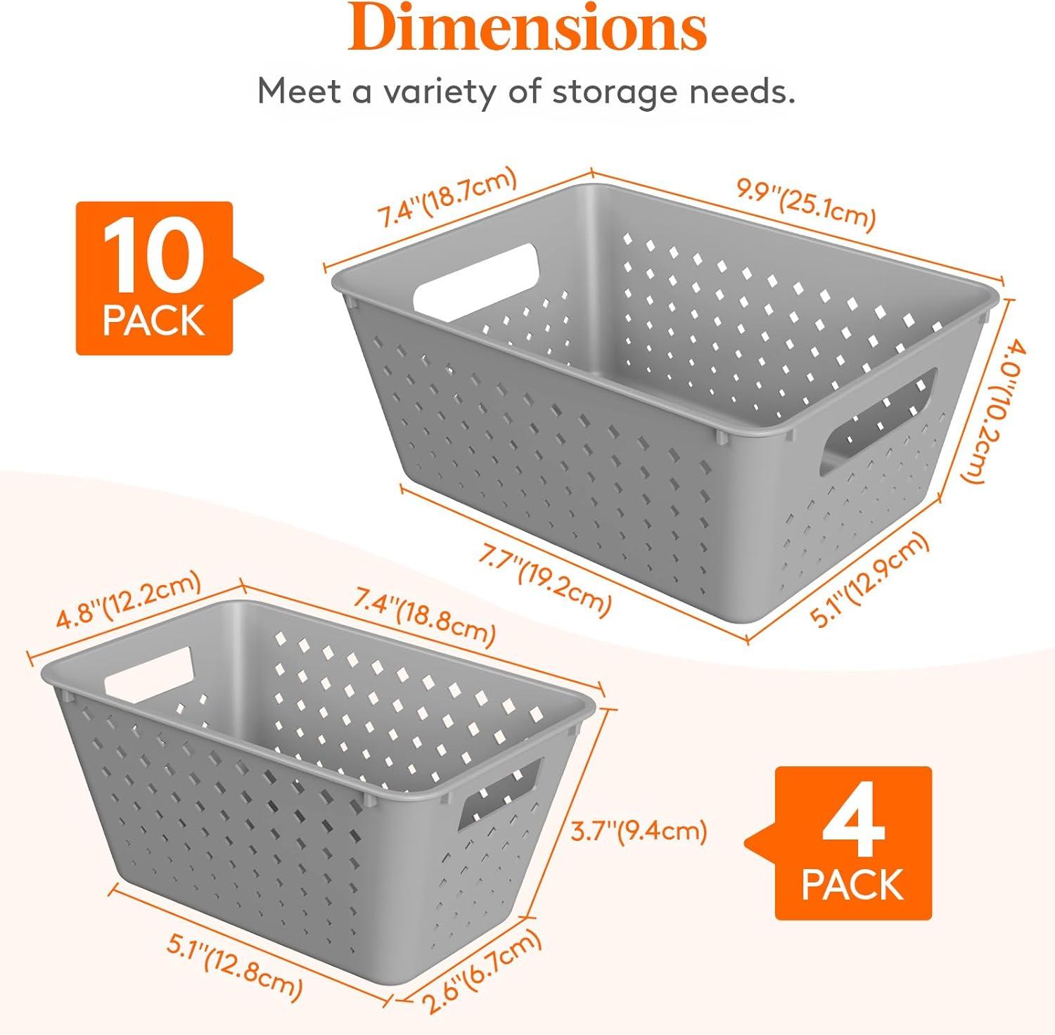image:imageLifewit Plastic Storage Basket 7 Pack Stackable Storage Bins for Organizing Multi Size Open Containers for Shelving Pantry Office and Cabinet 5 Large and 2 Small Size BlackGray
