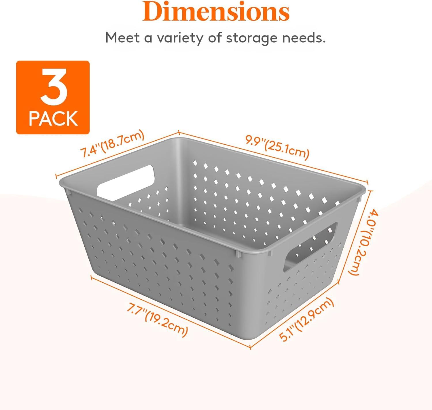 image:imageLifewit Plastic Storage Basket 7 Pack Stackable Storage Bins for Organizing Multi Size Open Containers for Shelving Pantry Office and Cabinet 5 Large and 2 Small Size BlackGray