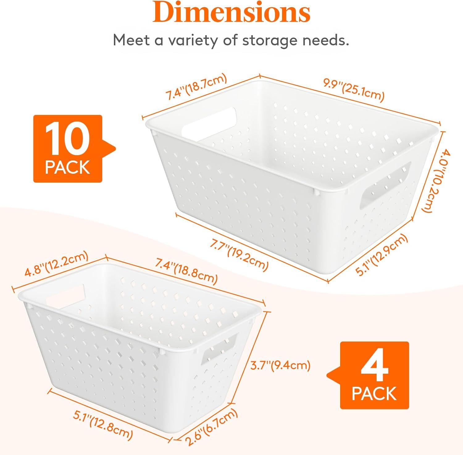image:imageLifewit Plastic Storage Basket 7 Pack Stackable Storage Bins for Organizing Multi Size Open Containers for Shelving Pantry Office and Cabinet 5 Large and 2 Small Size BlackWhite