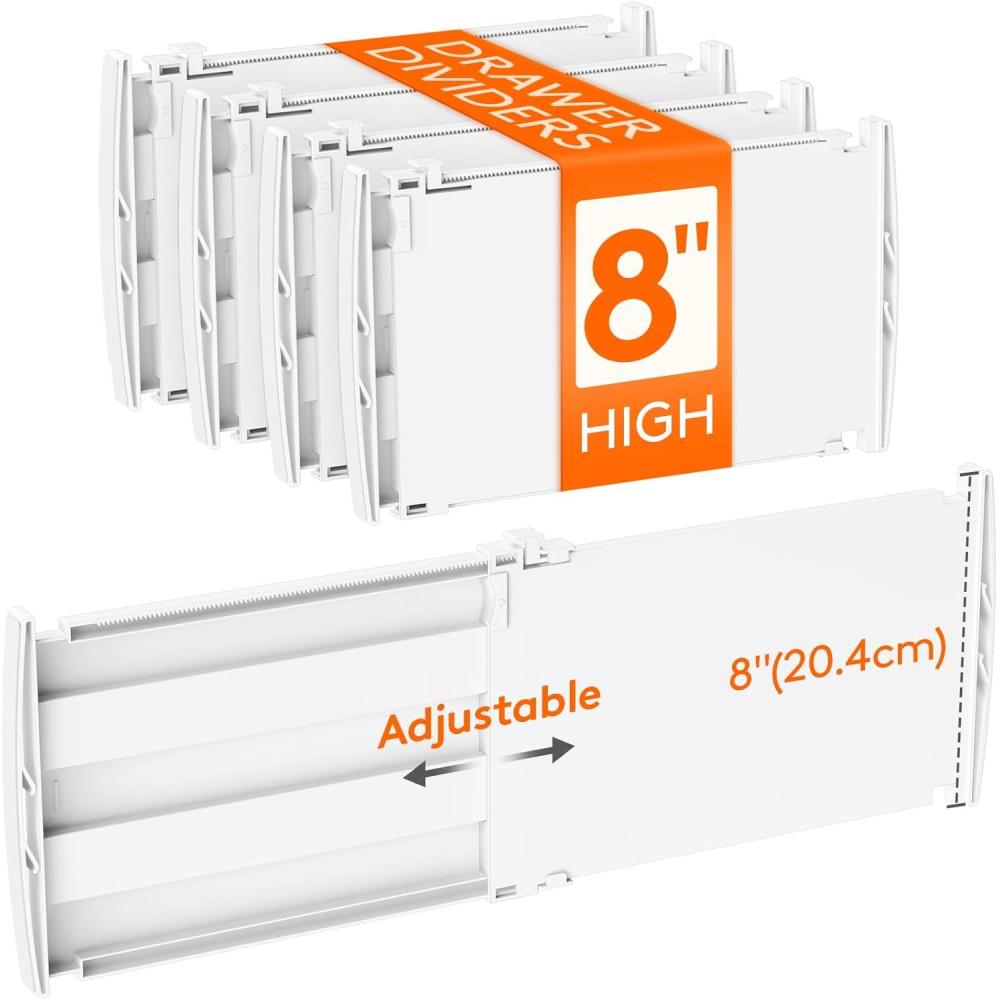 image:imageLifewit 5 Tall 5 Pack Deep Drawer Dividers 30 47cm115185 Expandable Drawer Divider for Clothes White Dresser Drawer Storage Organizers Clothing Drawers Separators for Dresser Kitchen Bedroom4