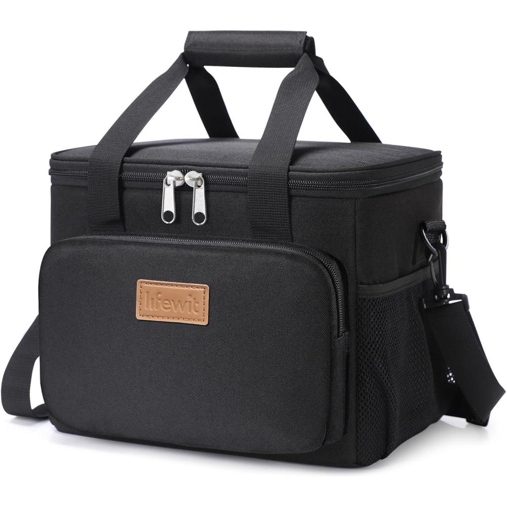 image:imageLifewit Large Lunch Bag Insulated Lunch Box Soft Cooler Cooling Tote for Adult Men Women Dark Blue 12Can 9LBlack