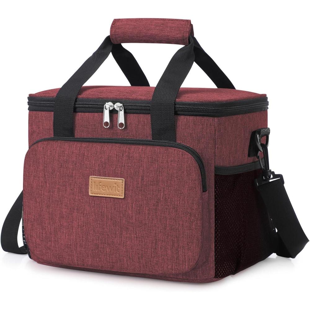 image:imageLifewit Large Lunch Bag Insulated Lunch Box Soft Cooler Cooling Tote for Adult Men Women Dark Blue 12Can 9LBurgundy