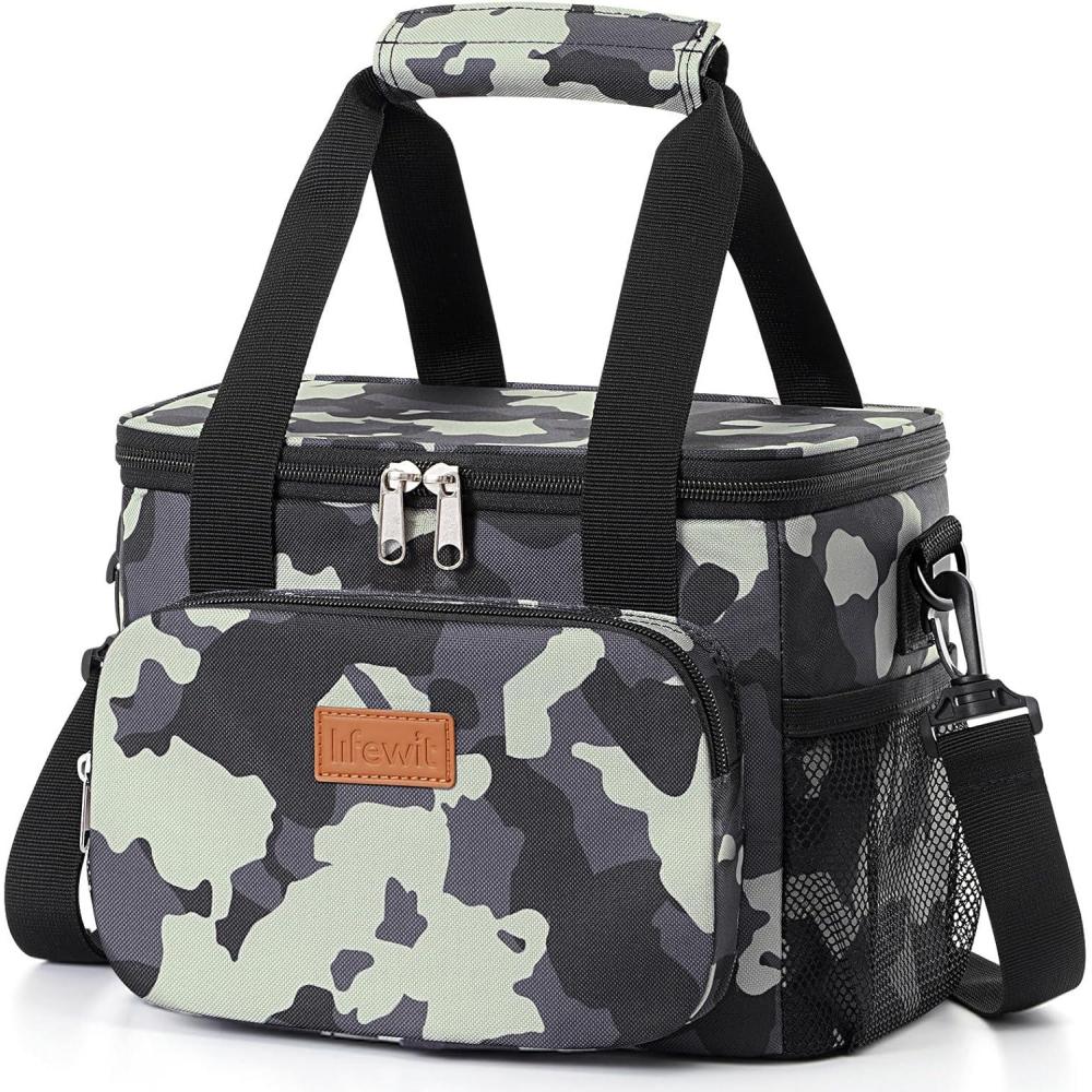 image:imageLifewit Large Lunch Bag Insulated Lunch Box Soft Cooler Cooling Tote for Adult Men Women Dark Blue 12Can 9LCamouflage