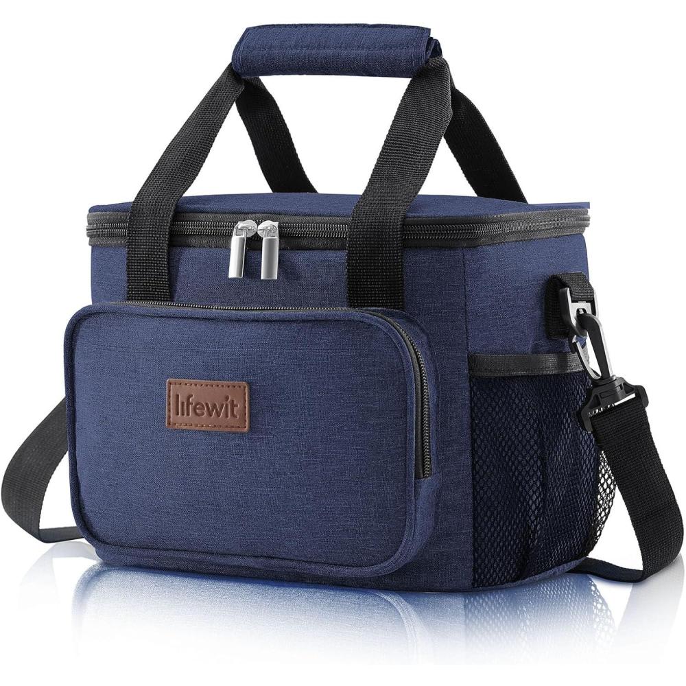 image:imageLifewit Large Lunch Bag Insulated Lunch Box Soft Cooler Cooling Tote for Adult Men Women Dark Blue 12Can 9LDark Blue
