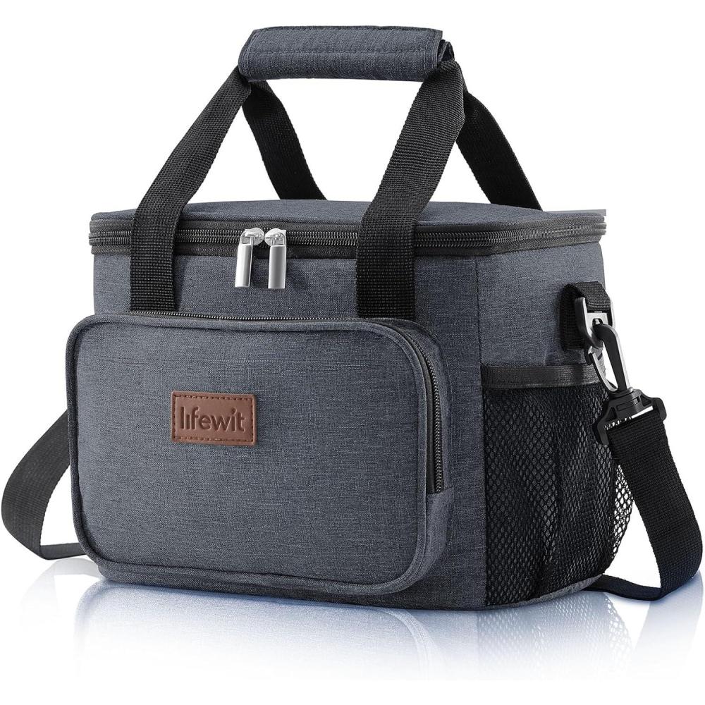 image:imageLifewit Large Lunch Bag Insulated Lunch Box Soft Cooler Cooling Tote for Adult Men Women Dark Blue 12Can 9LDark Gray