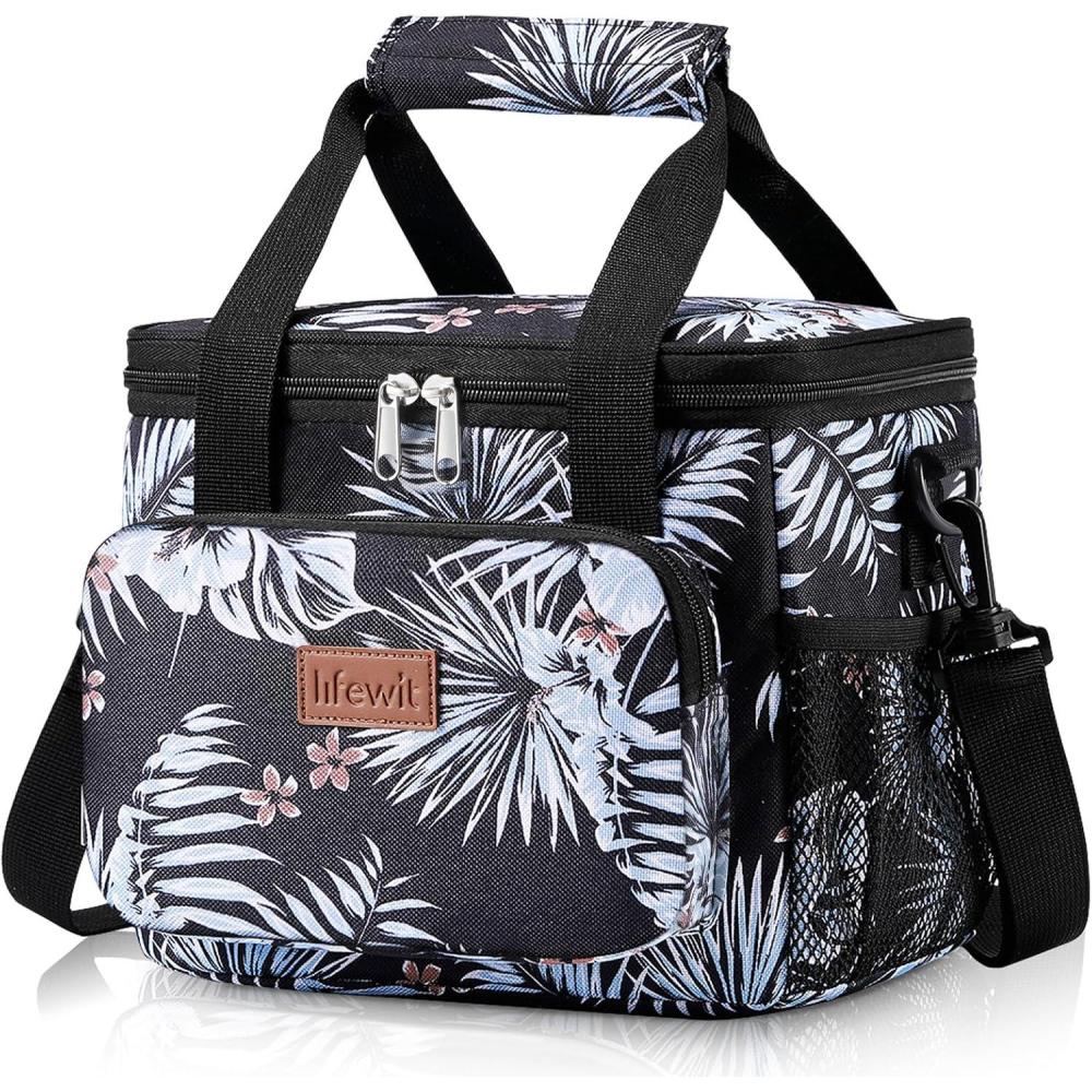 image:imageLifewit Large Lunch Bag Insulated Lunch Box Soft Cooler Cooling Tote for Adult Men Women Dark Blue 12Can 9LFlower